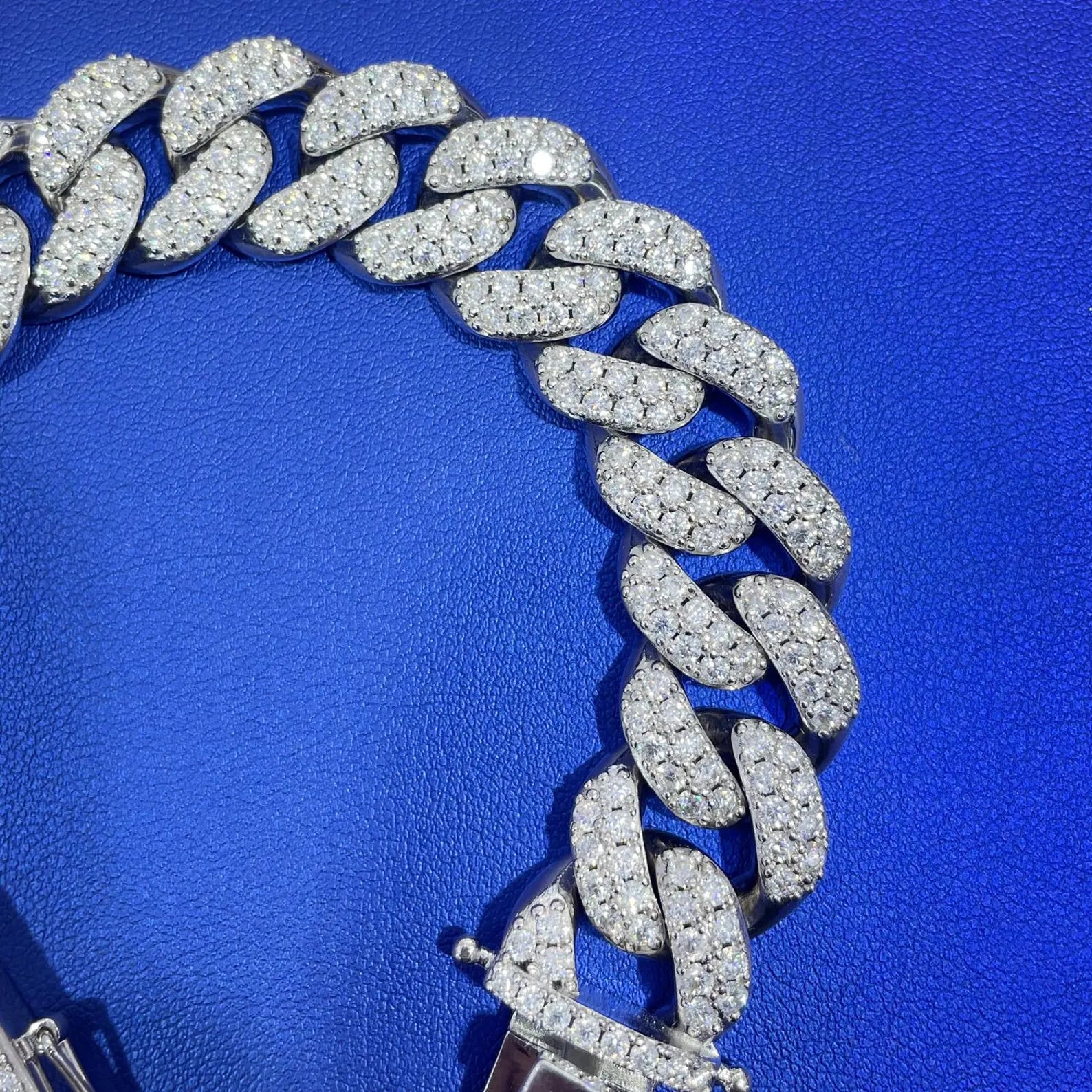 Round Cuban Bracelet [18.70 CTW] Moissanites in 925 Sterling Silver