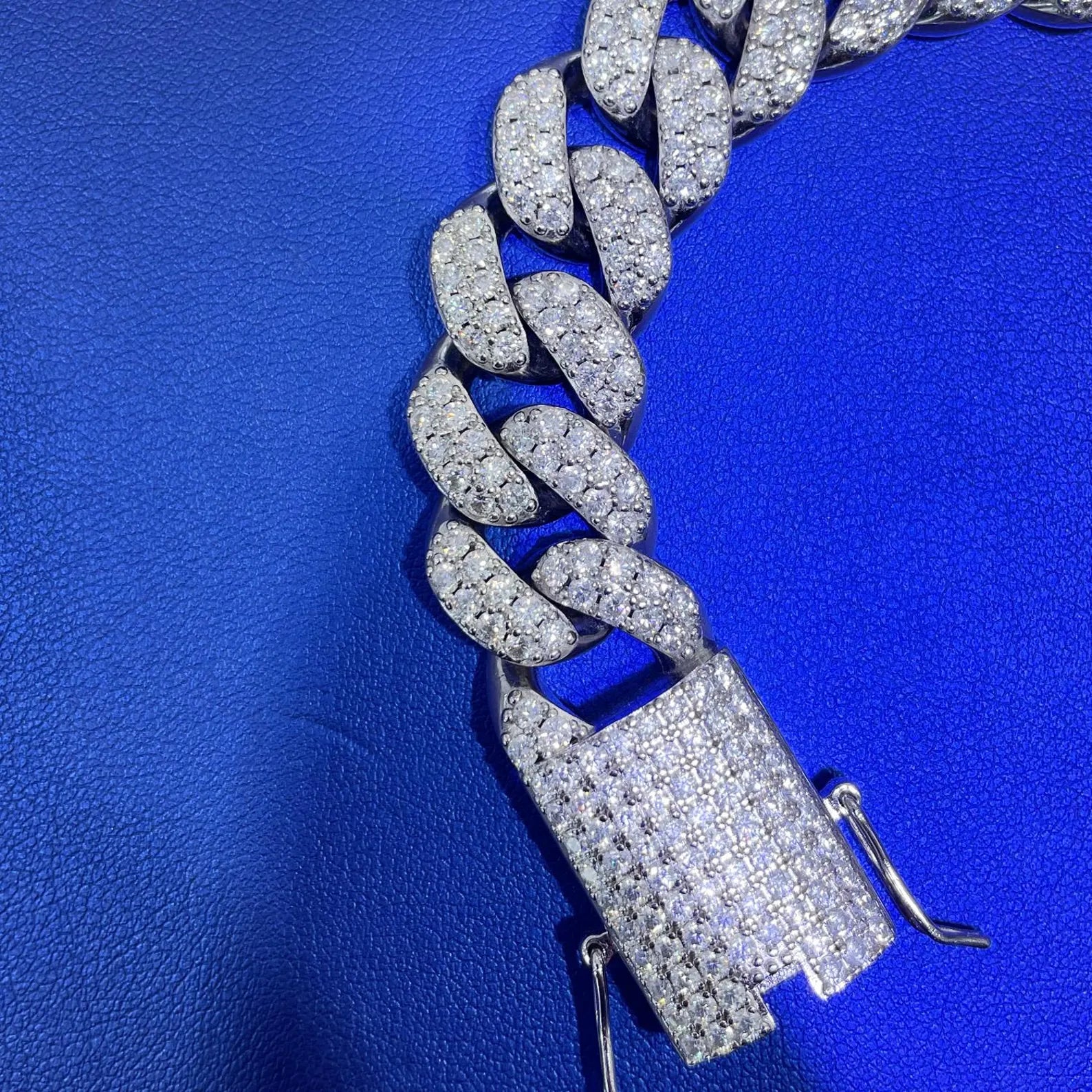 Round Cuban Bracelet [18.70 CTW] Moissanites in 925 Sterling Silver