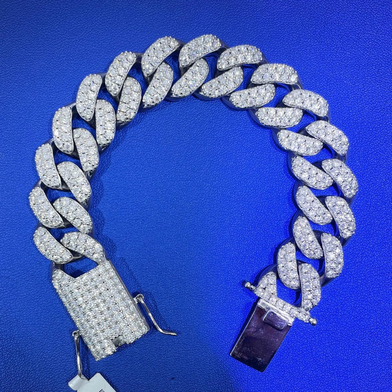 Round Cuban Bracelet [18.70 CTW] Moissanites in 925 Sterling Silver