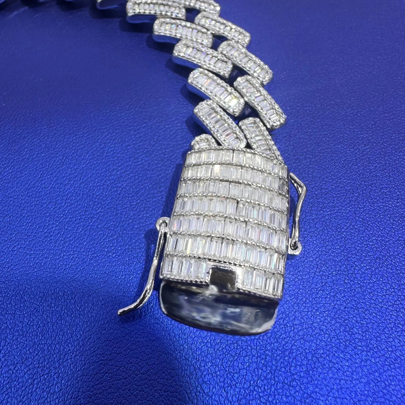 Baguette & Round Cuban Bracelet [19 CTW] Moissanites in 925 Sterling Silver