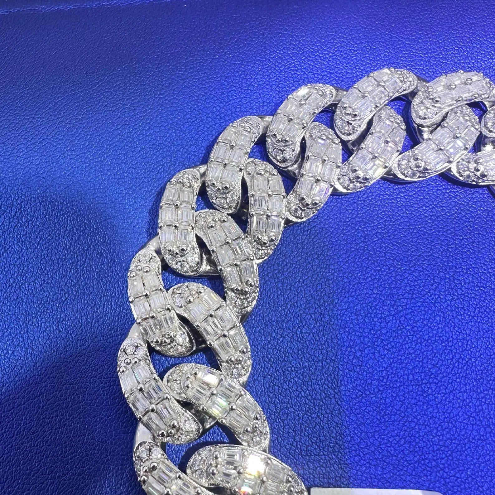 Baguette Iced Out Cuban Link Bracelet [21.95 CTW] Moissanites in 925 Sterling Silver