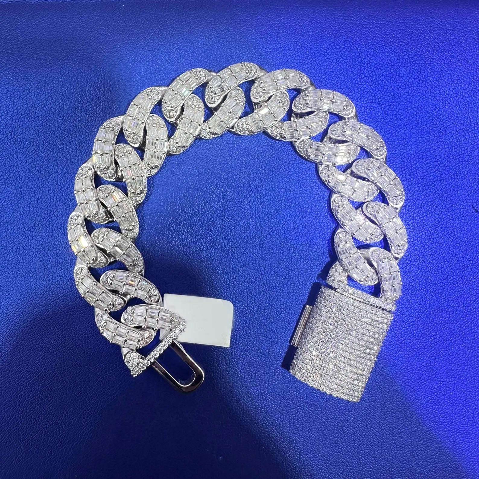 Baguette Iced Out Cuban Link Bracelet [21.95 CTW] Moissanites in 925 Sterling Silver