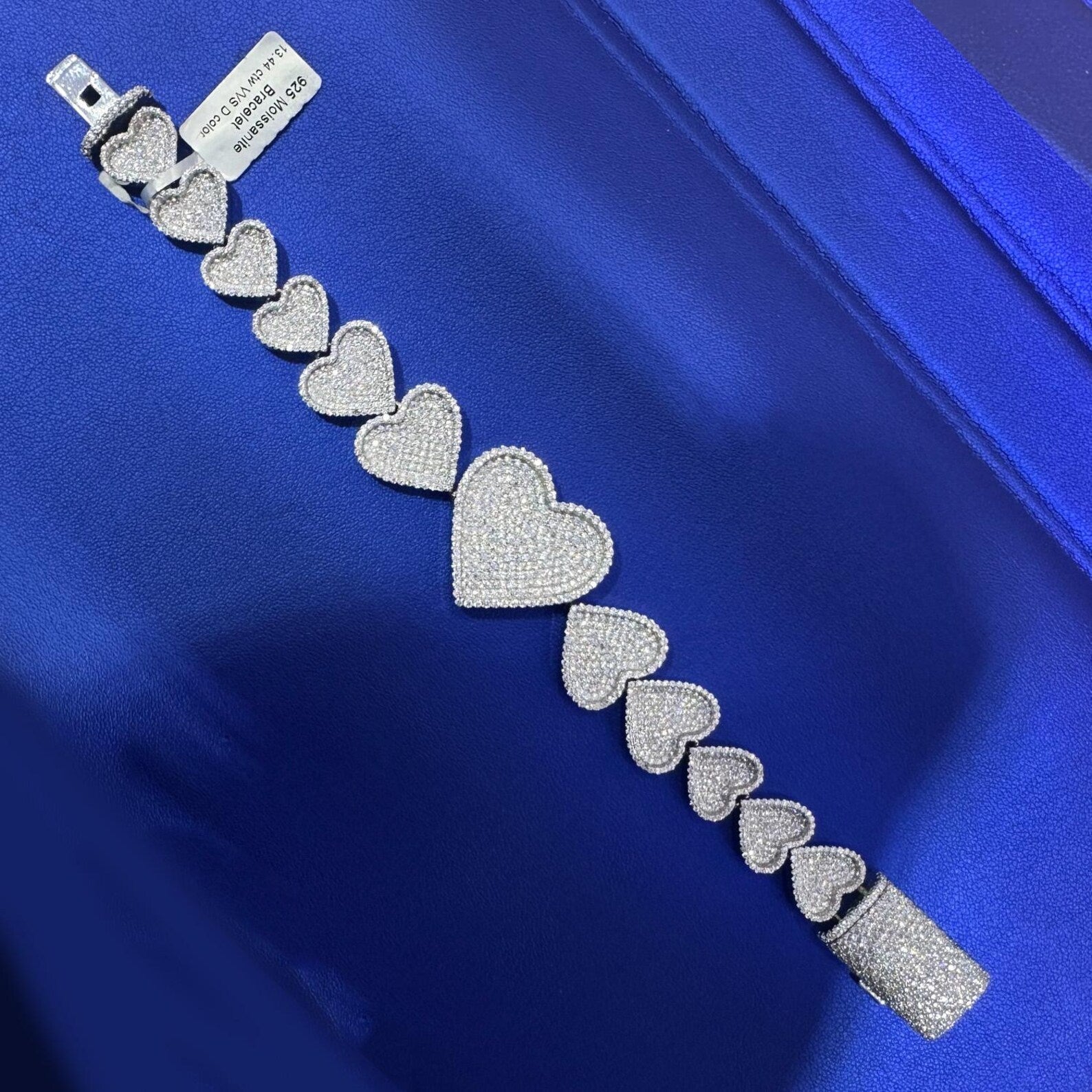 Iced Out Graduating Heart Bracelet [13.44 CTW] Moissanites in 925 Sterling Silver