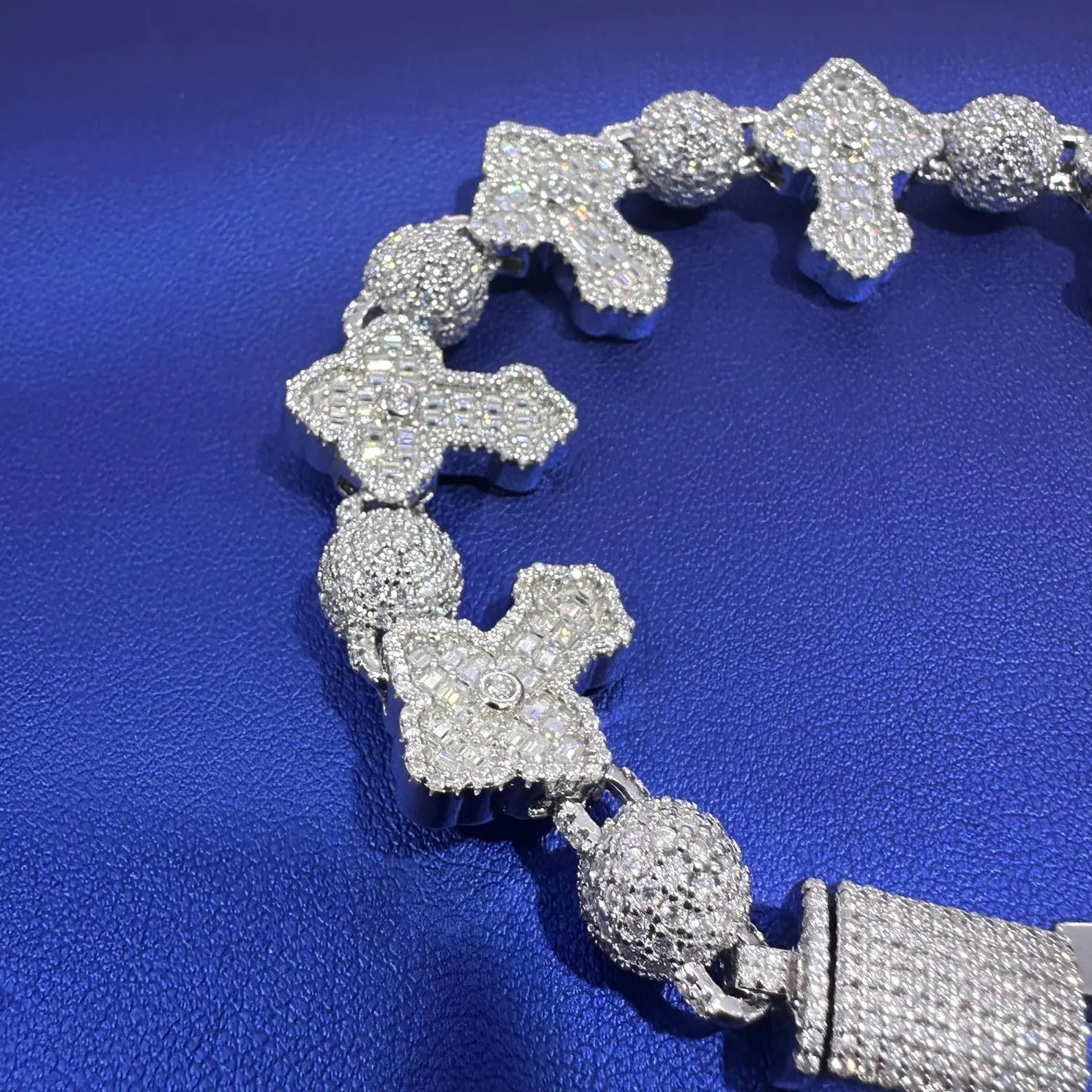 Custom Iced Out Cross Bracelet [15.51 CTW] Moissanites in 925 Sterling Silver