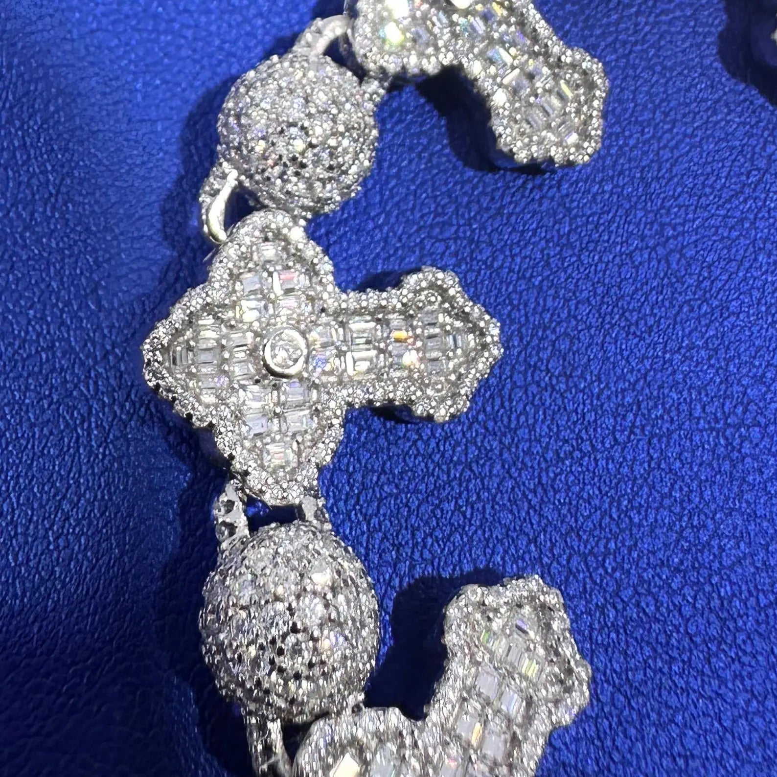Custom Iced Out Cross Bracelet [15.51 CTW] Moissanites in 925 Sterling Silver