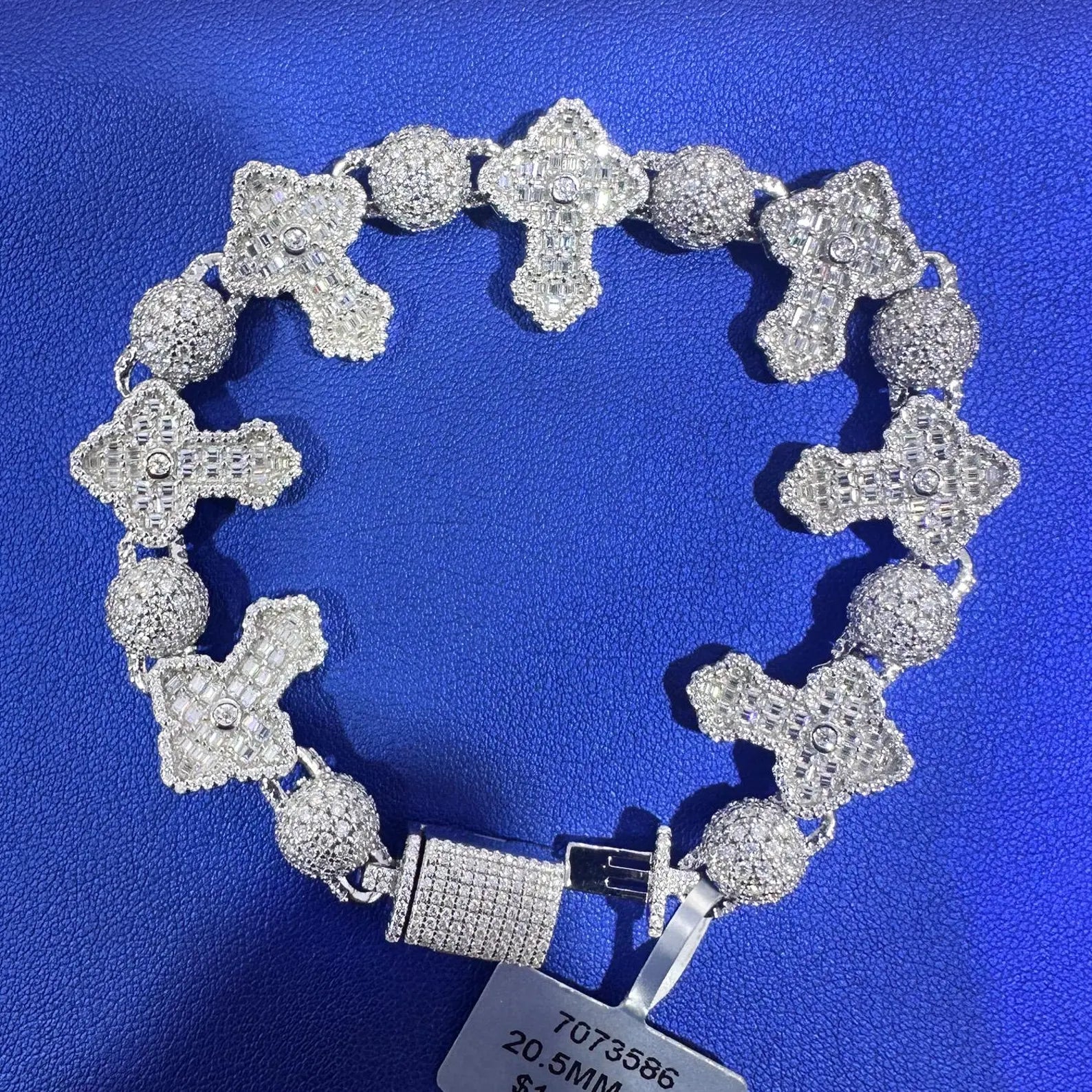 Custom Iced Out Cross Bracelet [15.51 CTW] Moissanites in 925 Sterling Silver