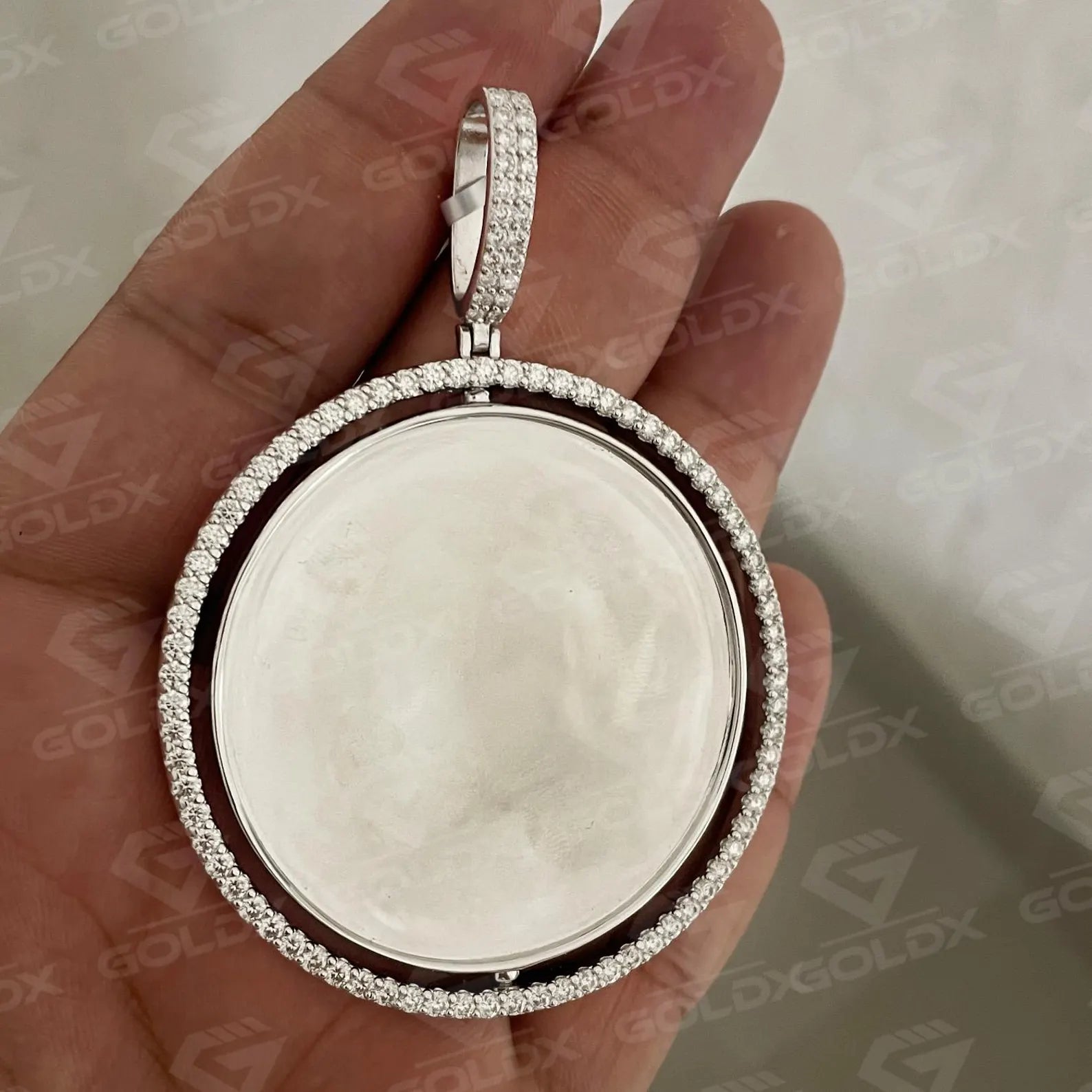 Flippable 2 Sided Memory Charm Picture Pendant VVS1 Moissanite [4.21 CTW] 925 Sterling Silver