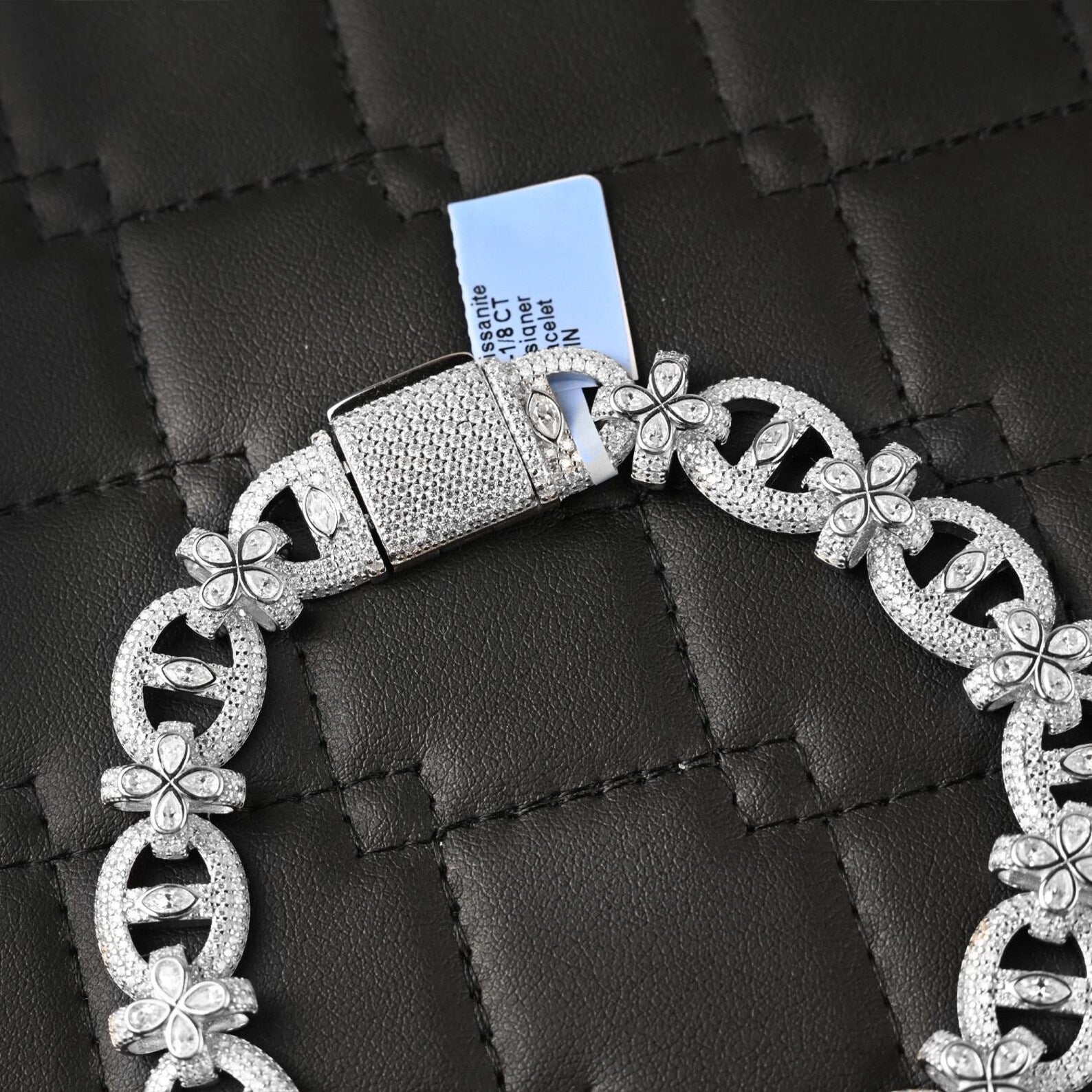 Gucci Link Clover Bracelet [18 CTW] Moissanites in 925 Sterling Silver