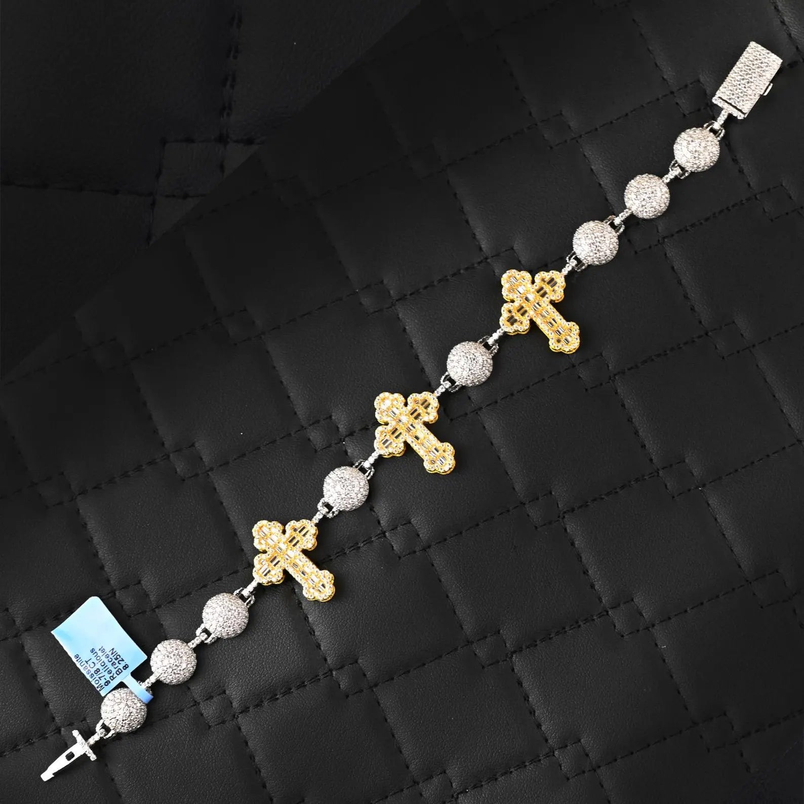 Two Tone Cross Bracelet [9 CTW] Moissanites in 925 Sterling Silver