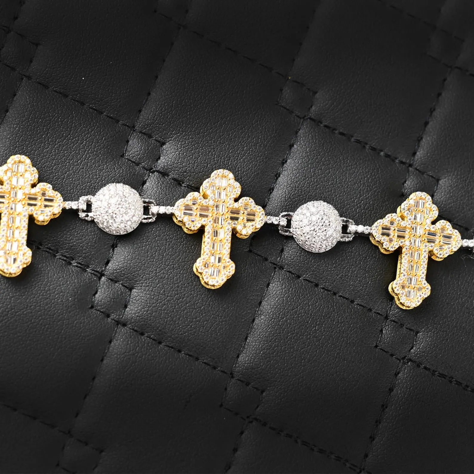 Two Tone Cross Bracelet [9 CTW] Moissanites in 925 Sterling Silver