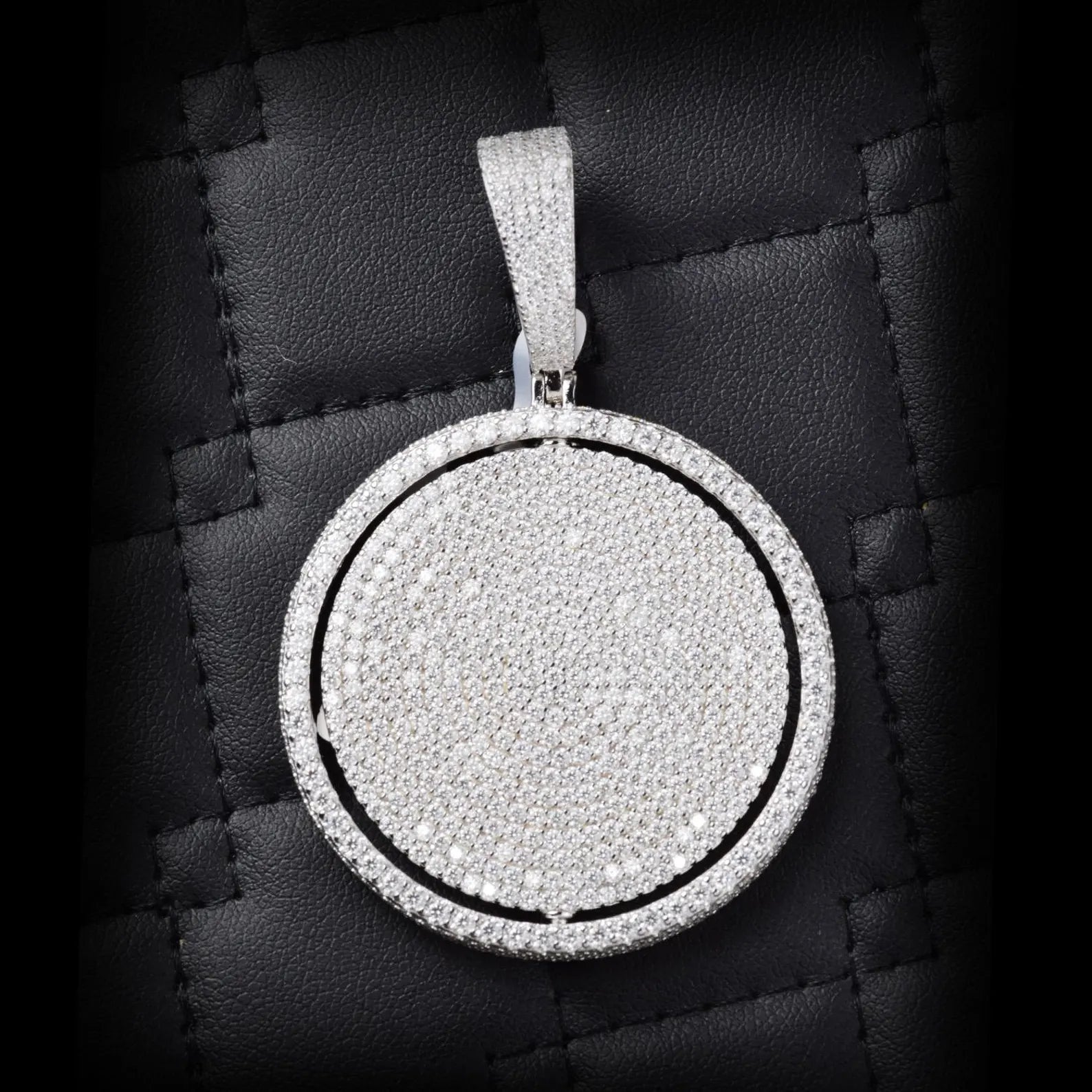 Iced Out Circle Disc VVS1 Moissanite [11.42 CTW] 925 Sterling Silver