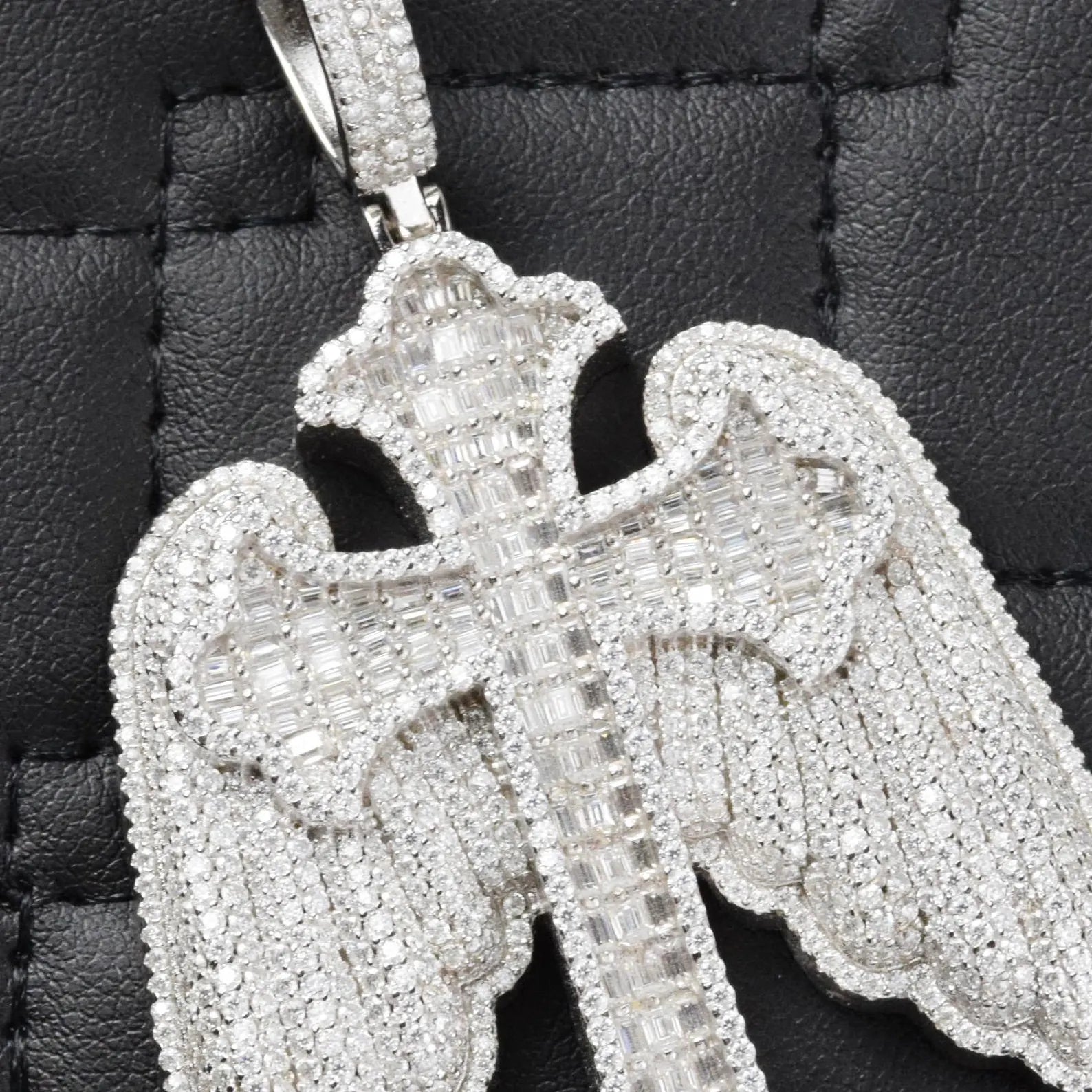 Custom Angle Wing Cross Pendant VVS1 Moissanite [4.21 CTW] 925 Sterling Silver