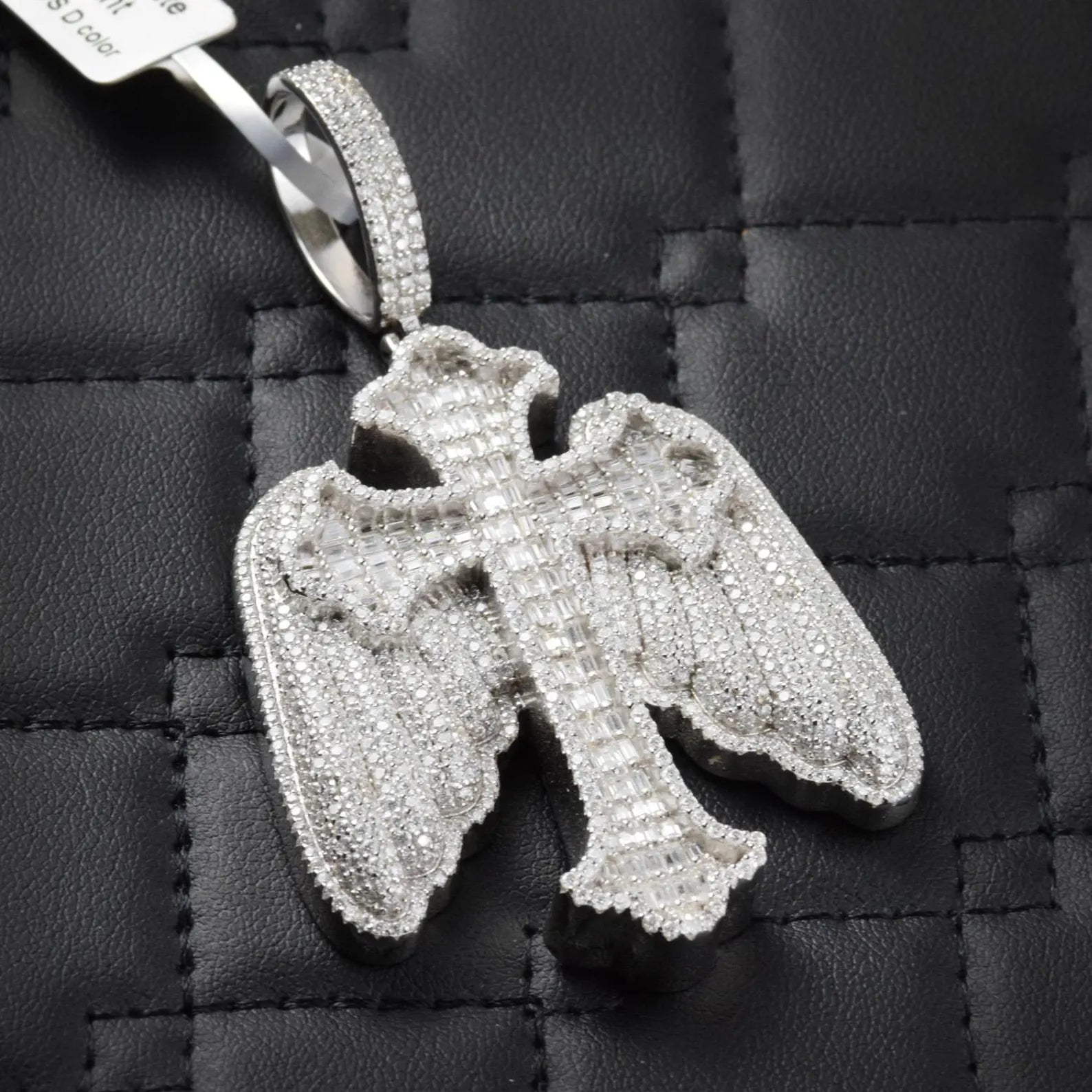 Custom Angle Wing Cross Pendant VVS1 Moissanite [4.21 CTW] 925 Sterling Silver
