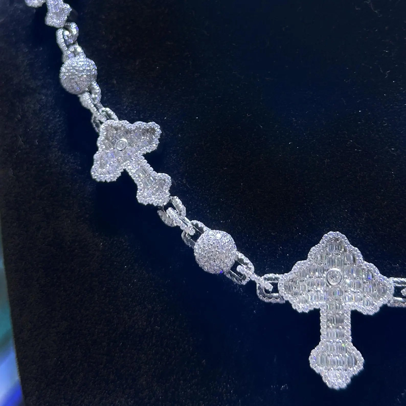 Custom Cross Moissanite Chain [19.68 CTW] in 925 Sterling Silver