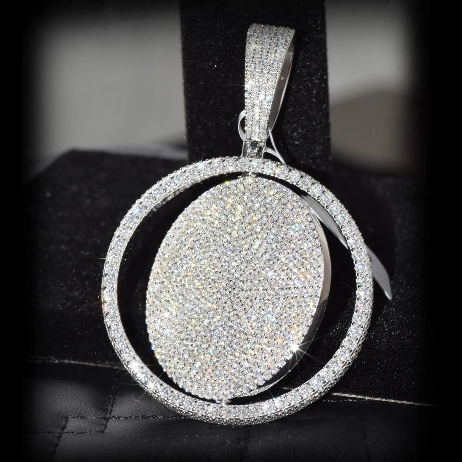 Iced Out Circle Disc VVS1 Moissanite [11.42 CTW] 925 Sterling Silver