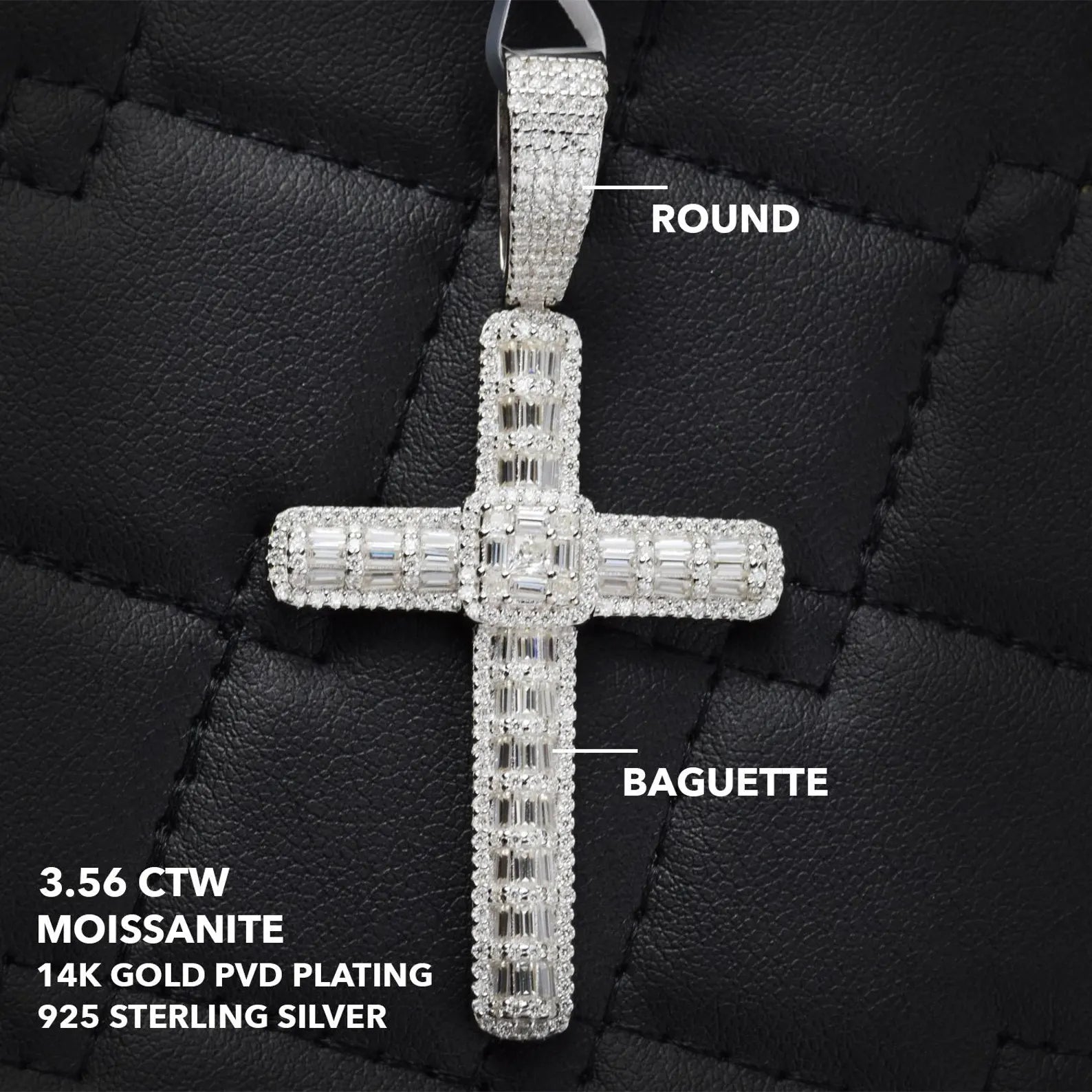 Iced Out Cross Pendant VVS1 Moissanite [3.56 CTW] 925 Sterling Silver