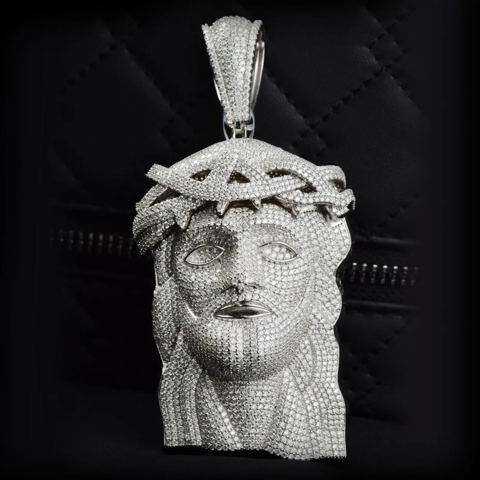 3D Jesus Face Pendant VVS1 Moissanite [24.7 CTW] 925 Sterling Silver