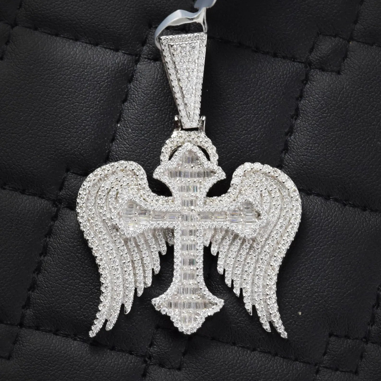 Angle Wing Cross Pendant VVS1 Moissanite [3.55 CTW] 925 Sterling Silver