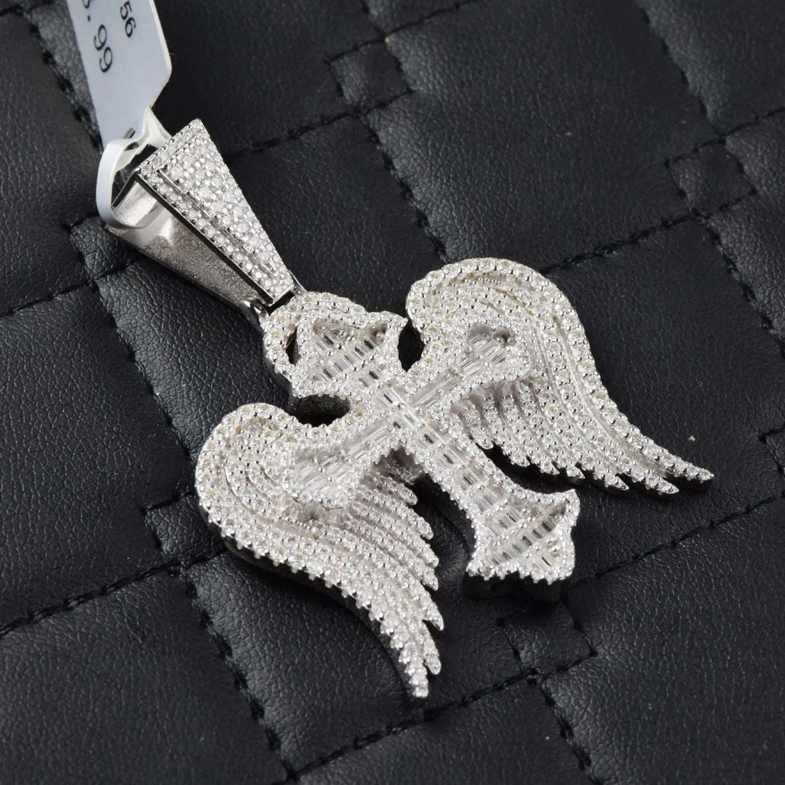 Angle Wing Cross Pendant VVS1 Moissanite [3.55 CTW] 925 Sterling Silver