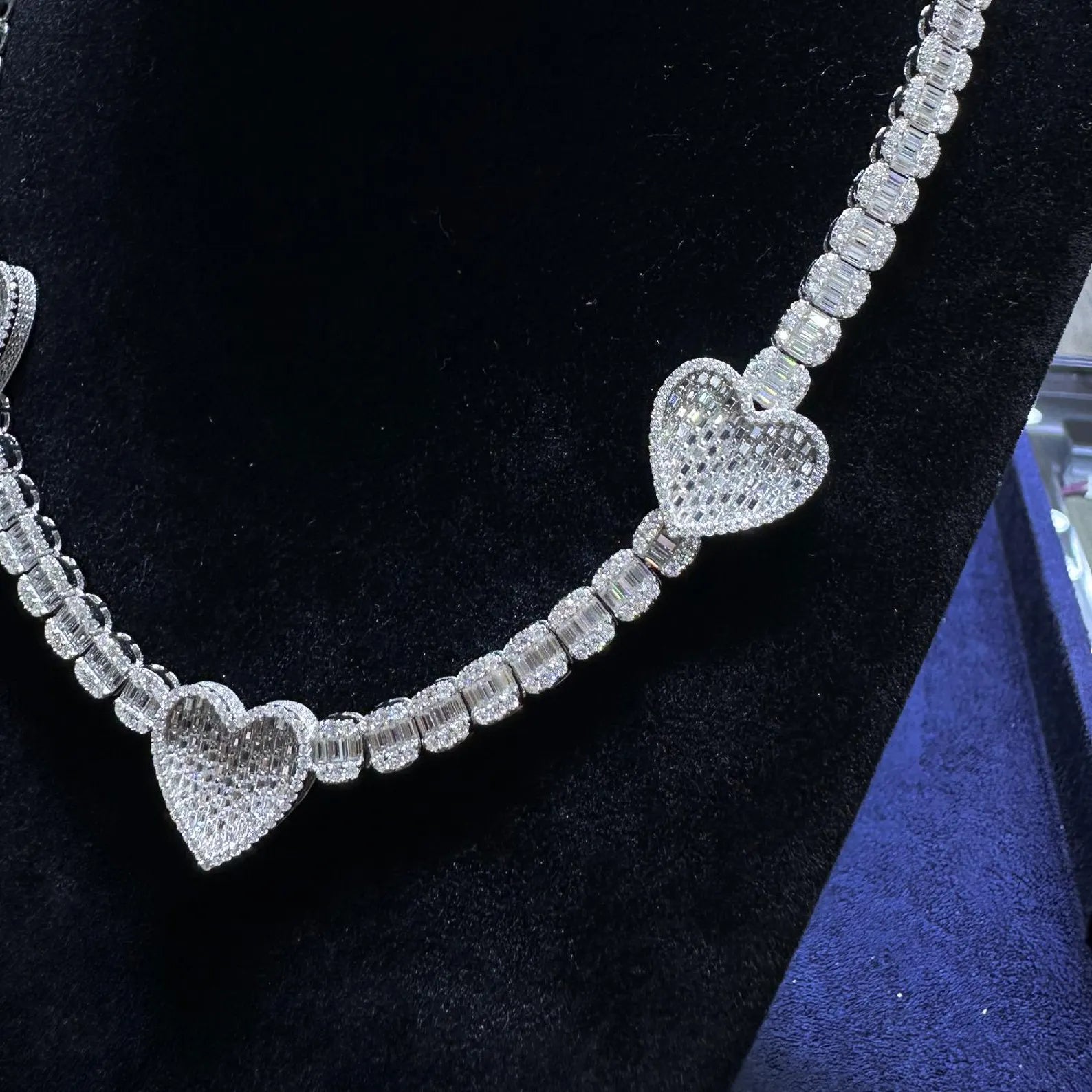 Heart Tennis Moissanite Necklace [17CTW] in 925 Sterling Silver