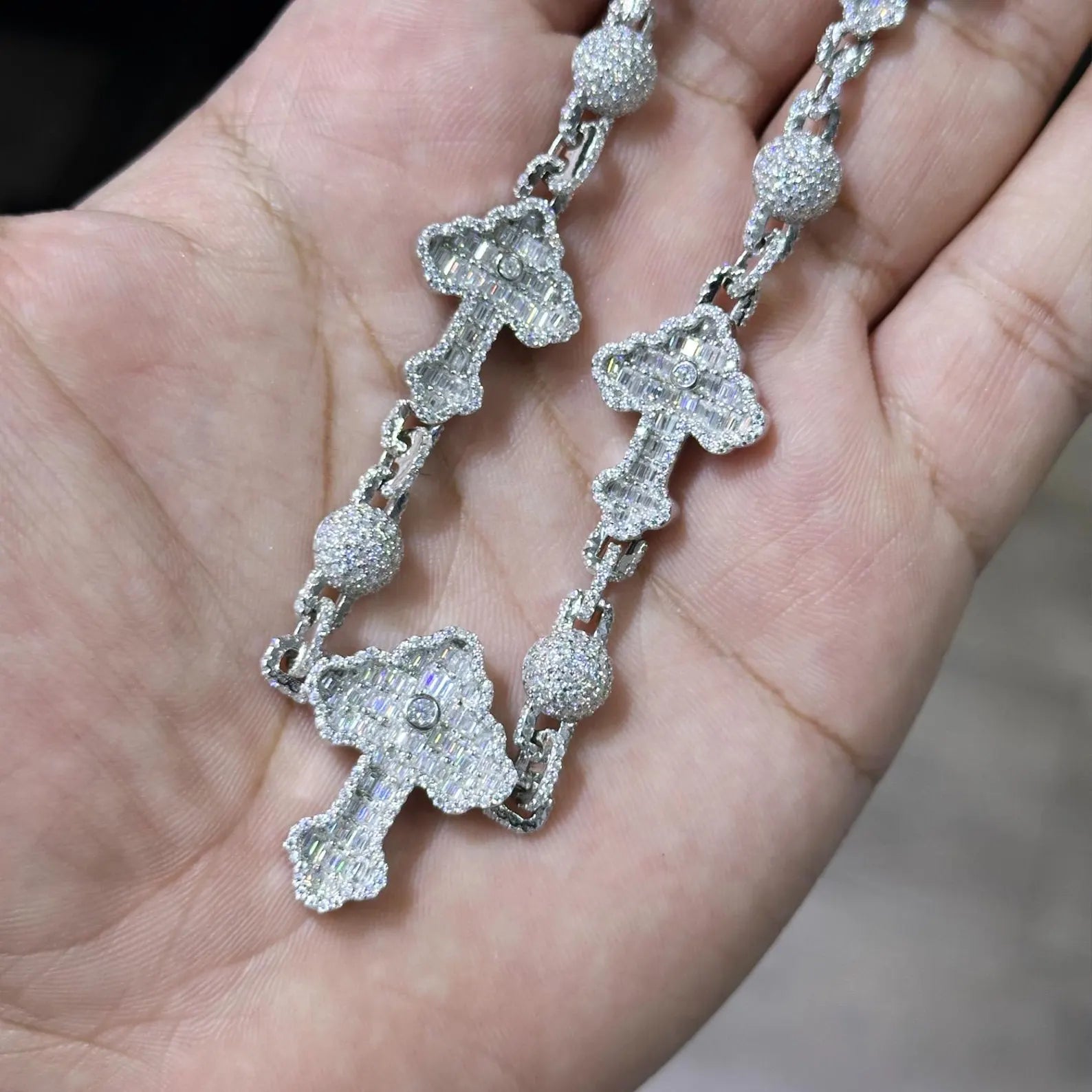 Custom Cross Moissanite Chain [19.68 CTW] in 925 Sterling Silver