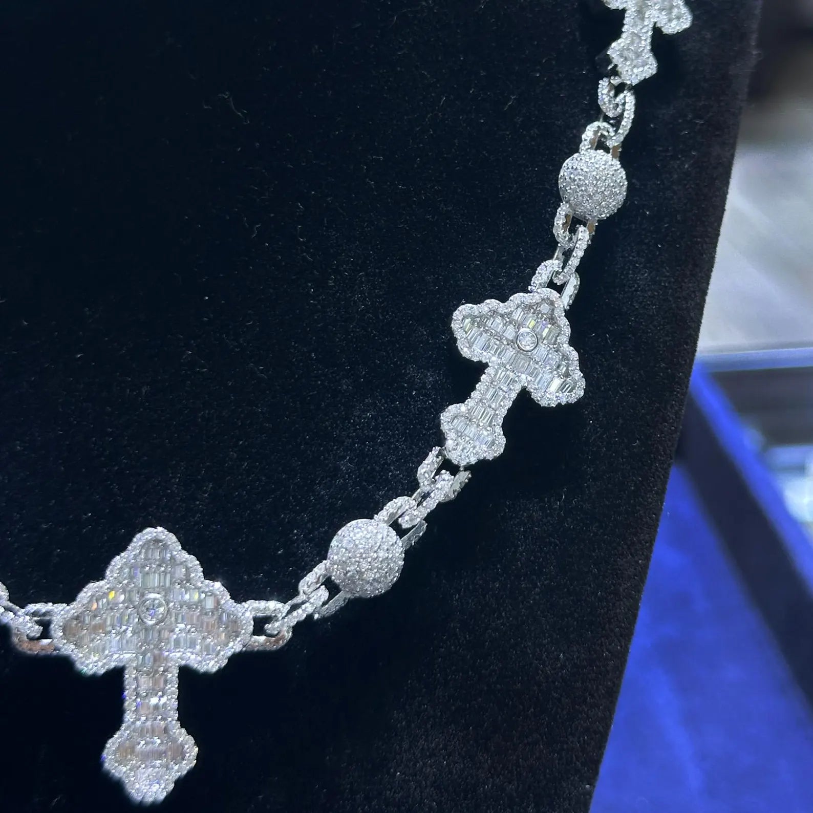 Custom Cross Moissanite Chain [19.68 CTW] in 925 Sterling Silver