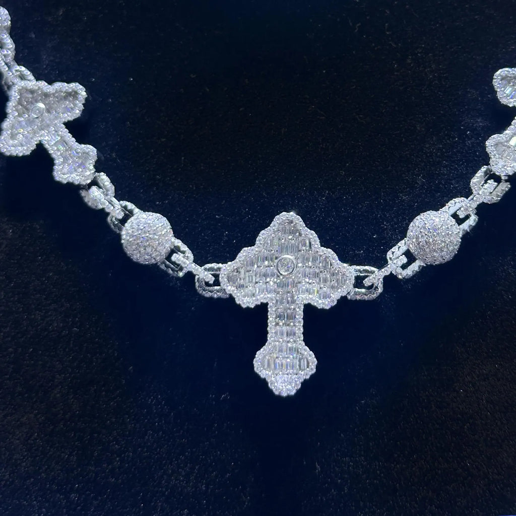 Custom Cross Moissanite Chain [19.68 CTW] in 925 Sterling Silver