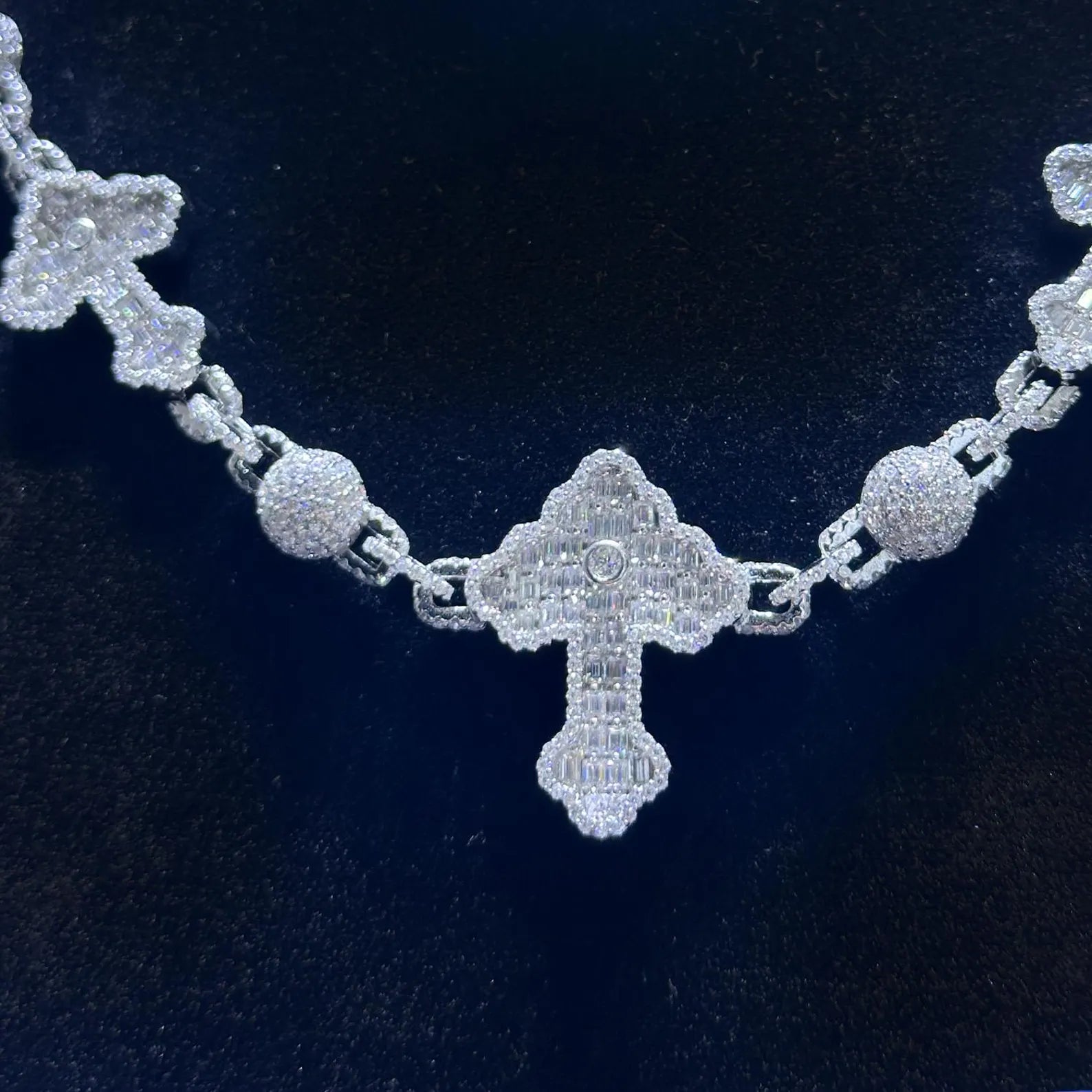 Custom Cross Moissanite Chain [19.68 CTW] in 925 Sterling Silver