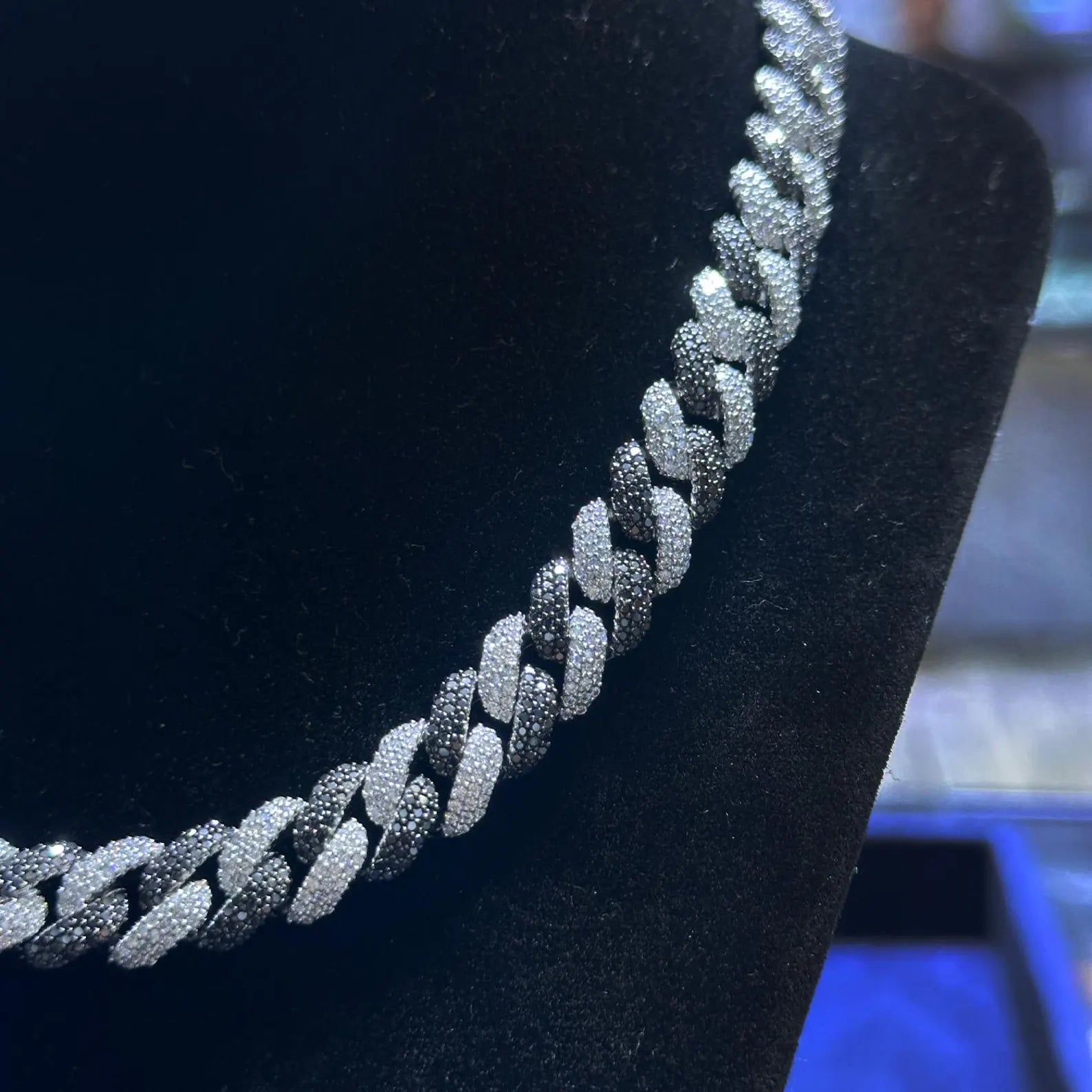 Black & White Cuban Link Moissanite Chain [18.31 CTW] in 925 Sterling Silver