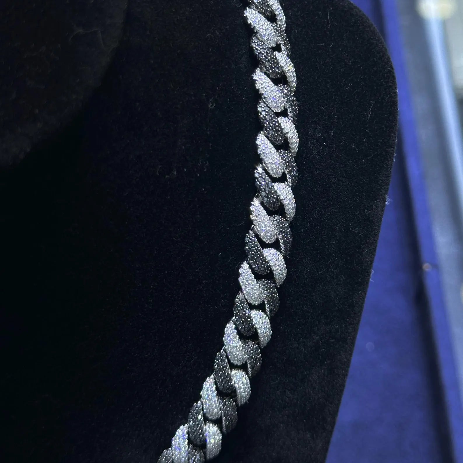 Black & White Cuban Link Moissanite Chain [18.31 CTW] in 925 Sterling Silver