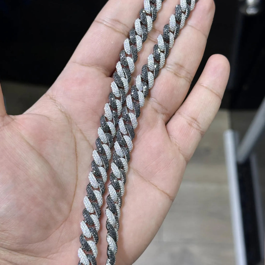 Black & White Cuban Link Moissanite Chain [18.31 CTW] in 925 Sterling Silver