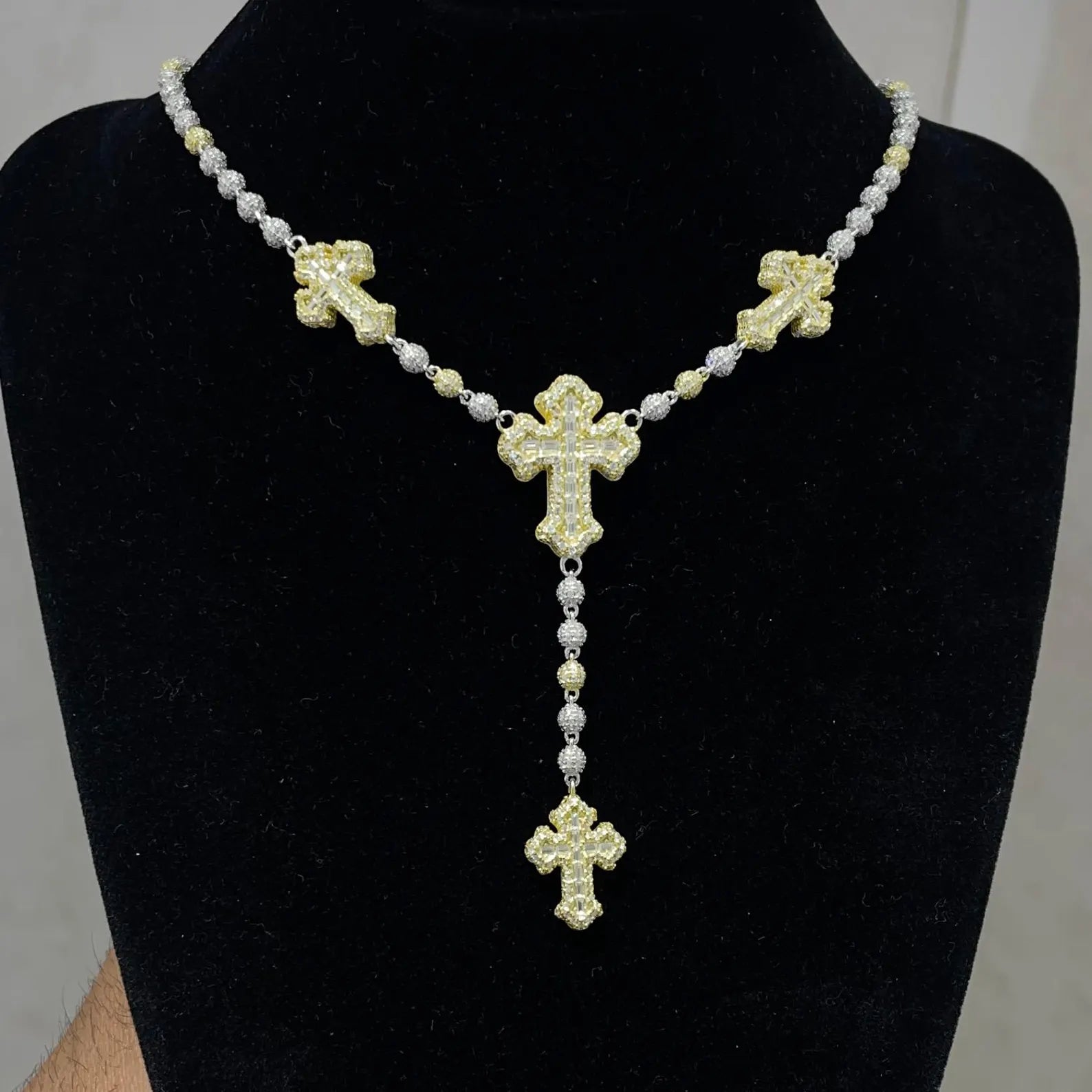Custom Cross Moissanite Necklace [14.47 CTW] in 925 Sterling Silver