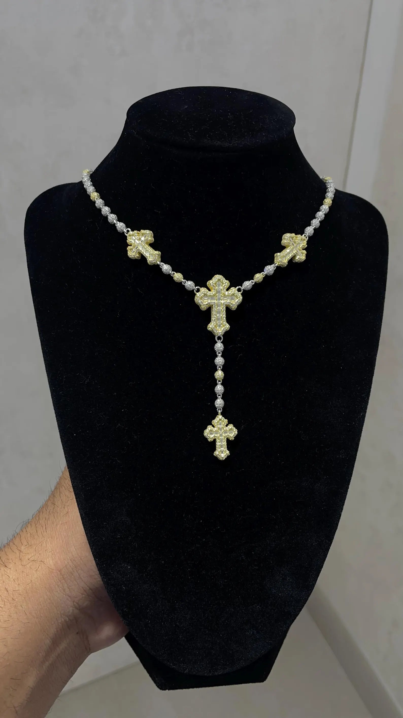 Custom Cross Moissanite Necklace [14.47 CTW] in 925 Sterling Silver