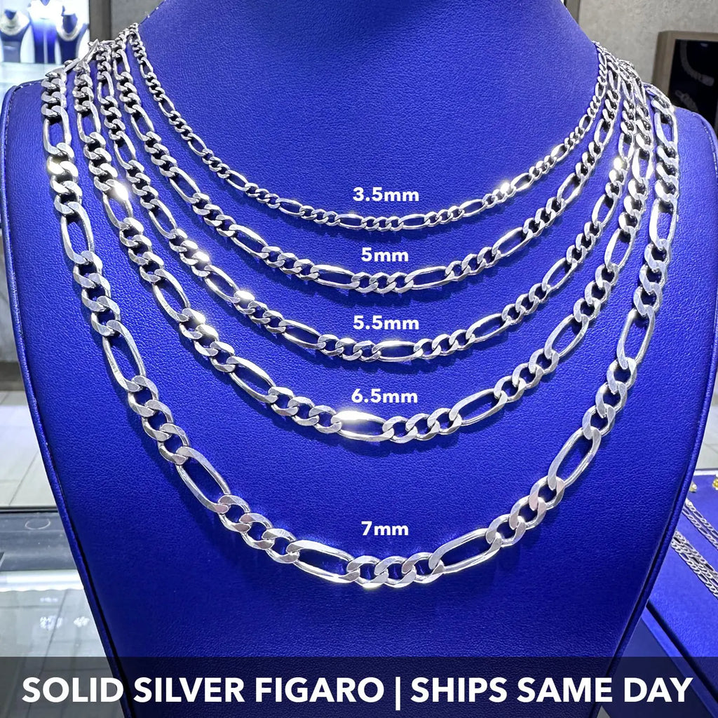 925 Sterling Silver Figaro Chains