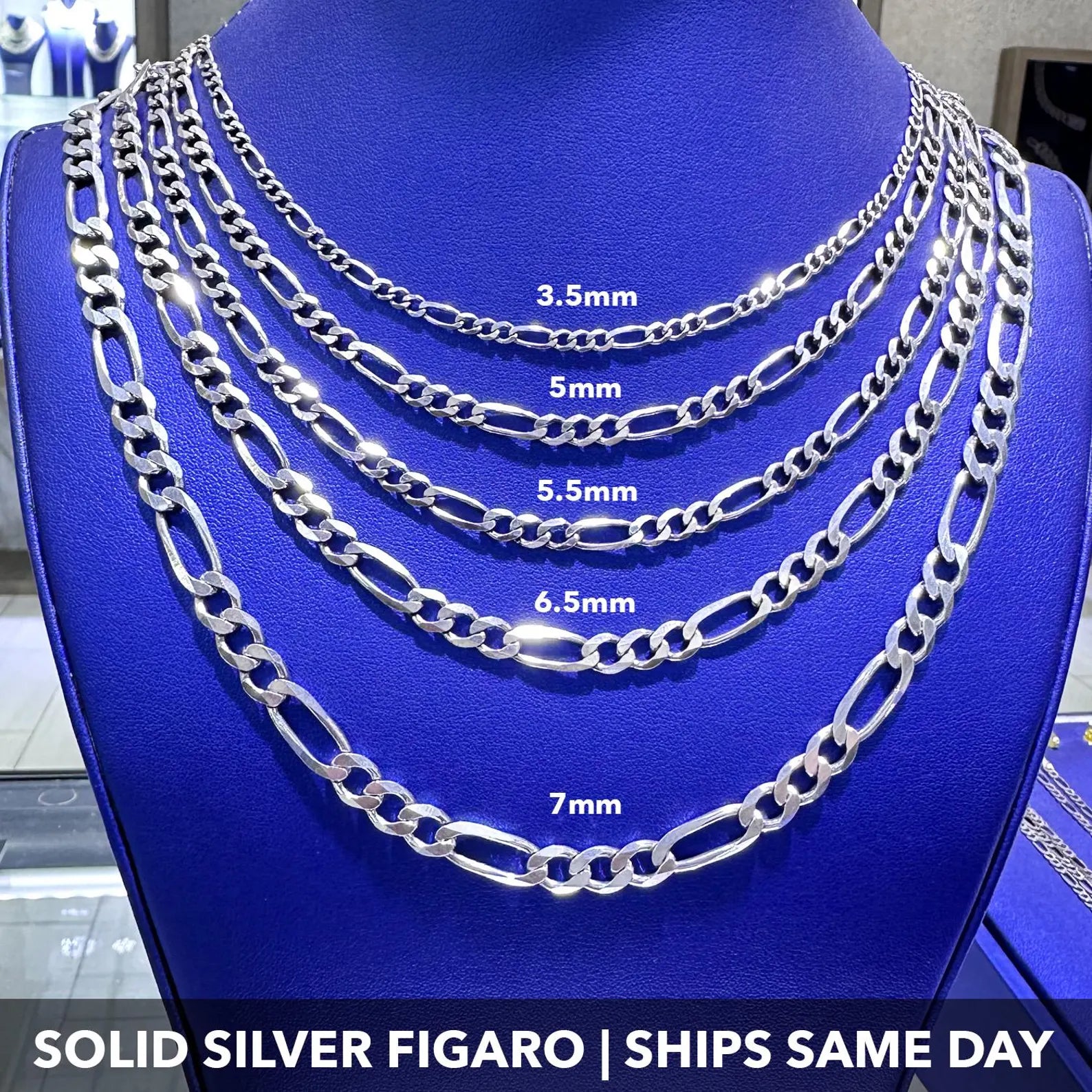 925 Sterling Silver Figaro Chains