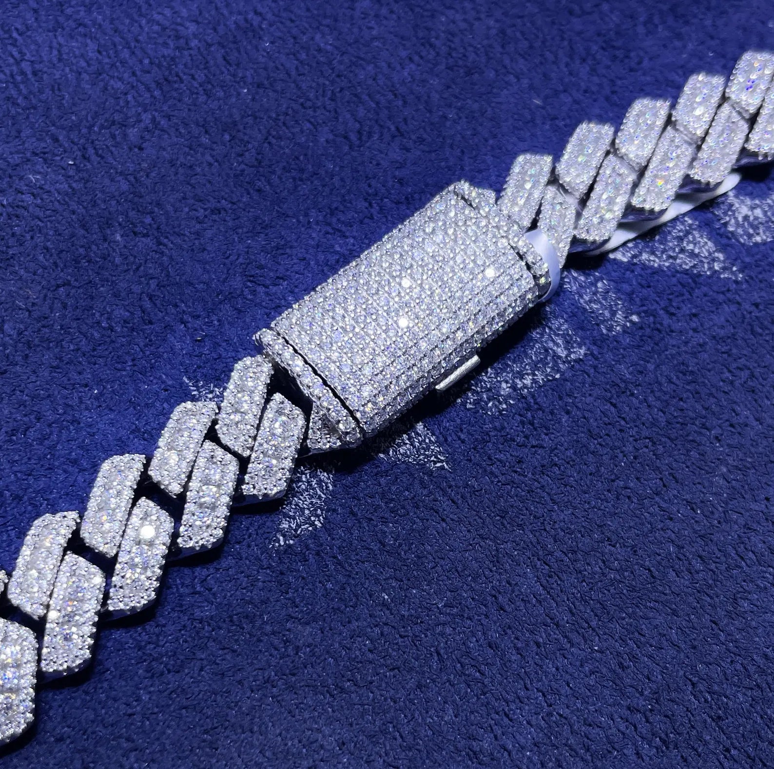 Straight Edge Miami Cuban Moissanite Chain [28.94 CTW] in 925 Sterling Silver