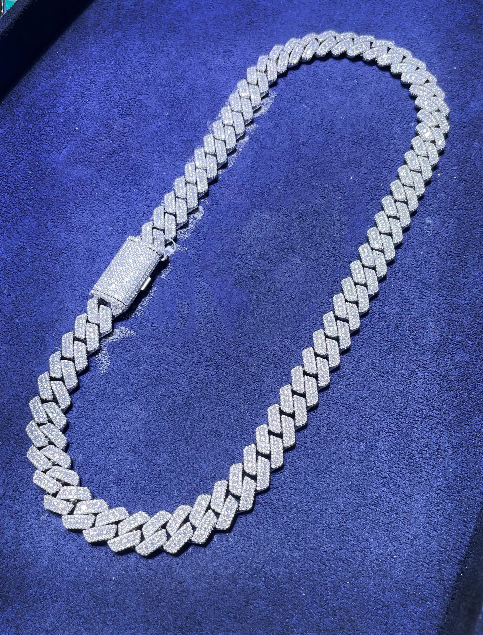 Straight Edge Miami Cuban Moissanite Chain [28.94 CTW] in 925 Sterling Silver