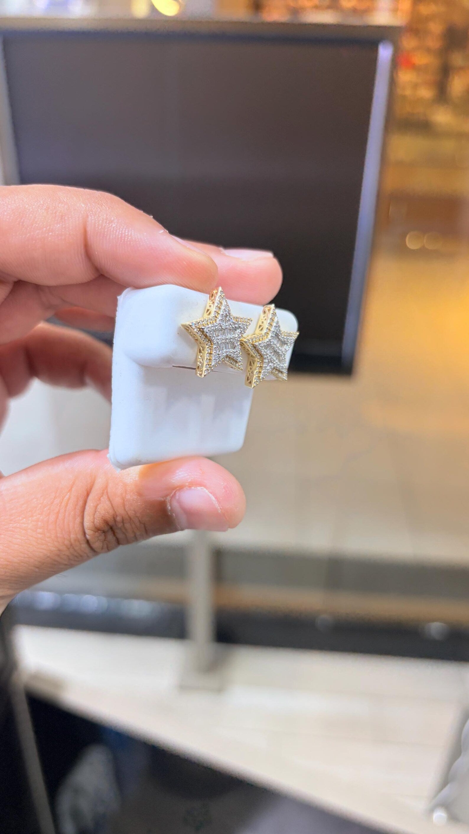 10K Gold Diamond 0.75 CTW Star Shaped Earring