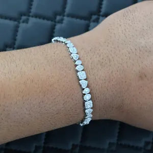 Multi Shaped Oval Square Heart Pear Bracelet  [4.00 CTW] Moissanites in 925 Sterling Silver