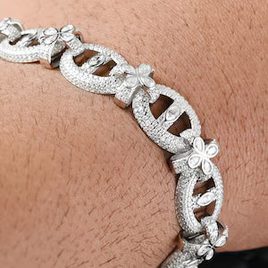 Gucci Link Clover Bracelet [18 CTW] Moissanites in 925 Sterling Silver