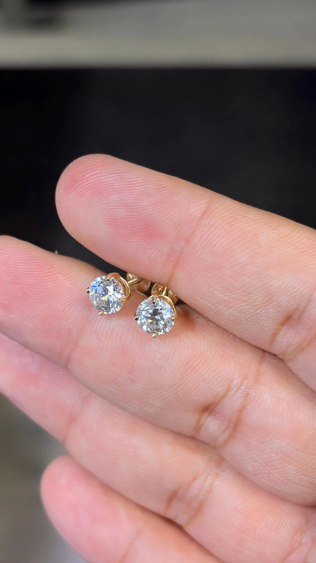 14K White Gold Solitaire 1.00 CTW Lab Grown 5mm Round Earring