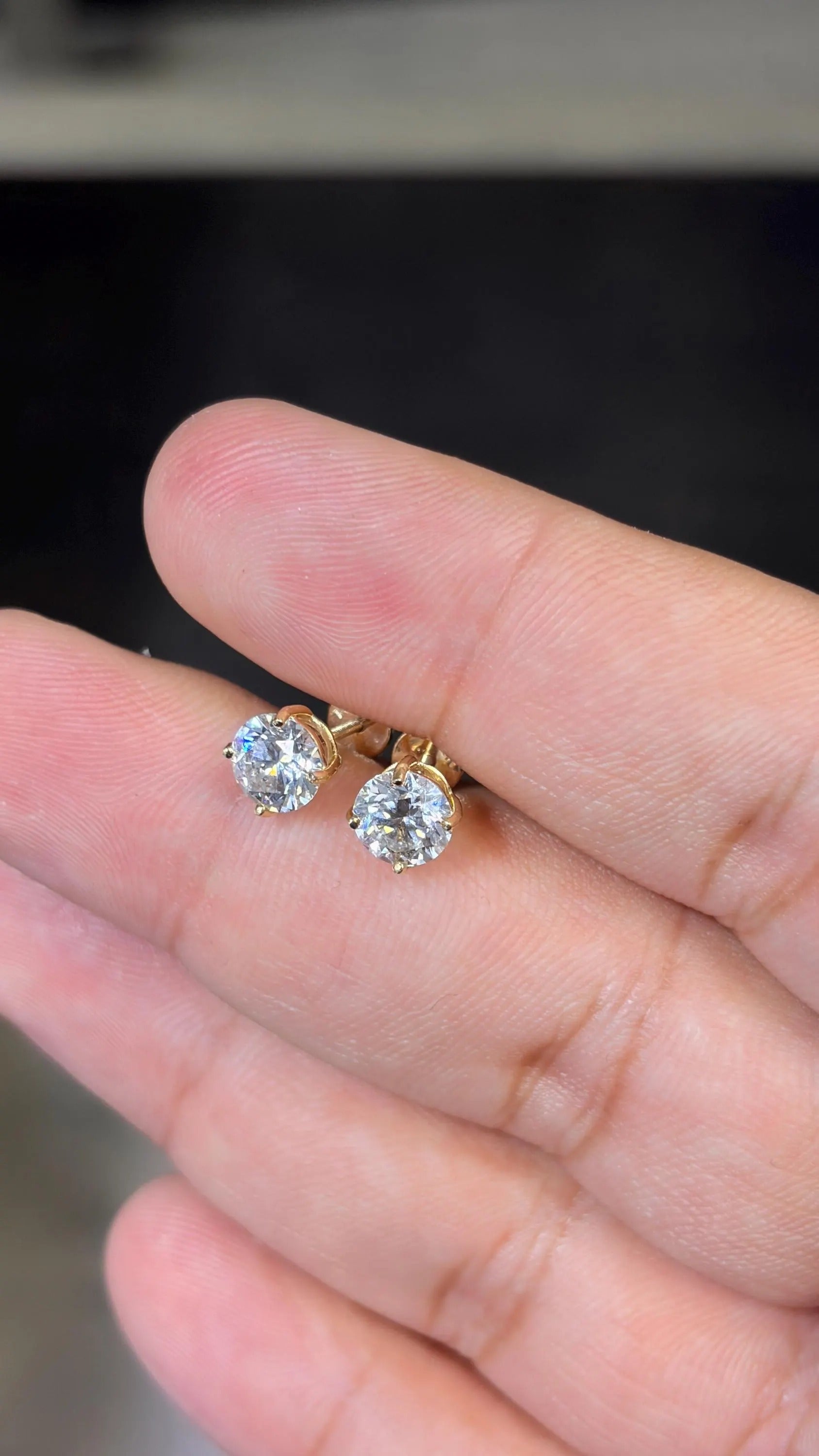 14K White Gold Solitaire 1.00 CTW Lab Grown 5mm Round Earring
