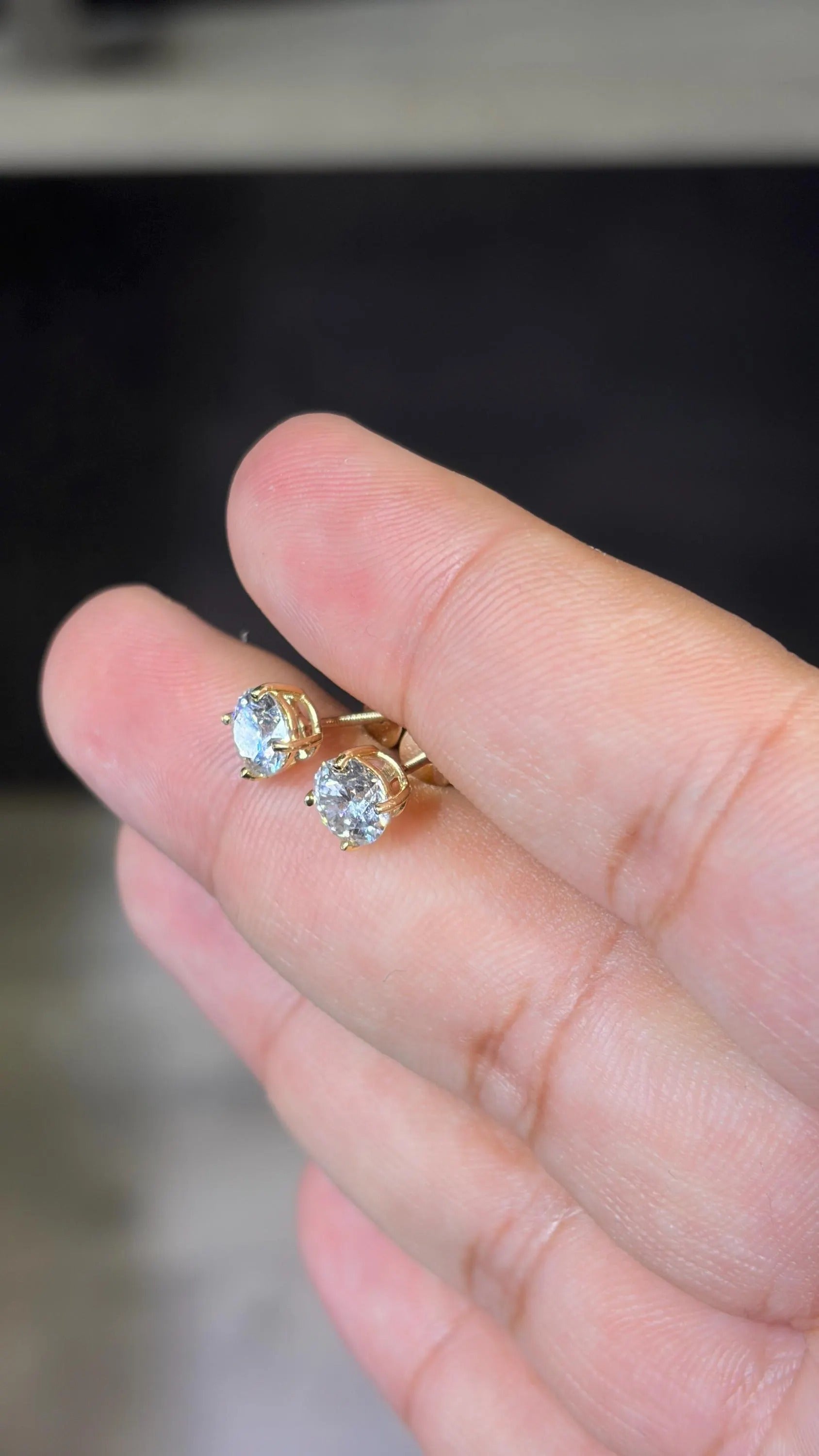14K White Gold Solitaire 1.00 CTW Lab Grown 5mm Round Earring
