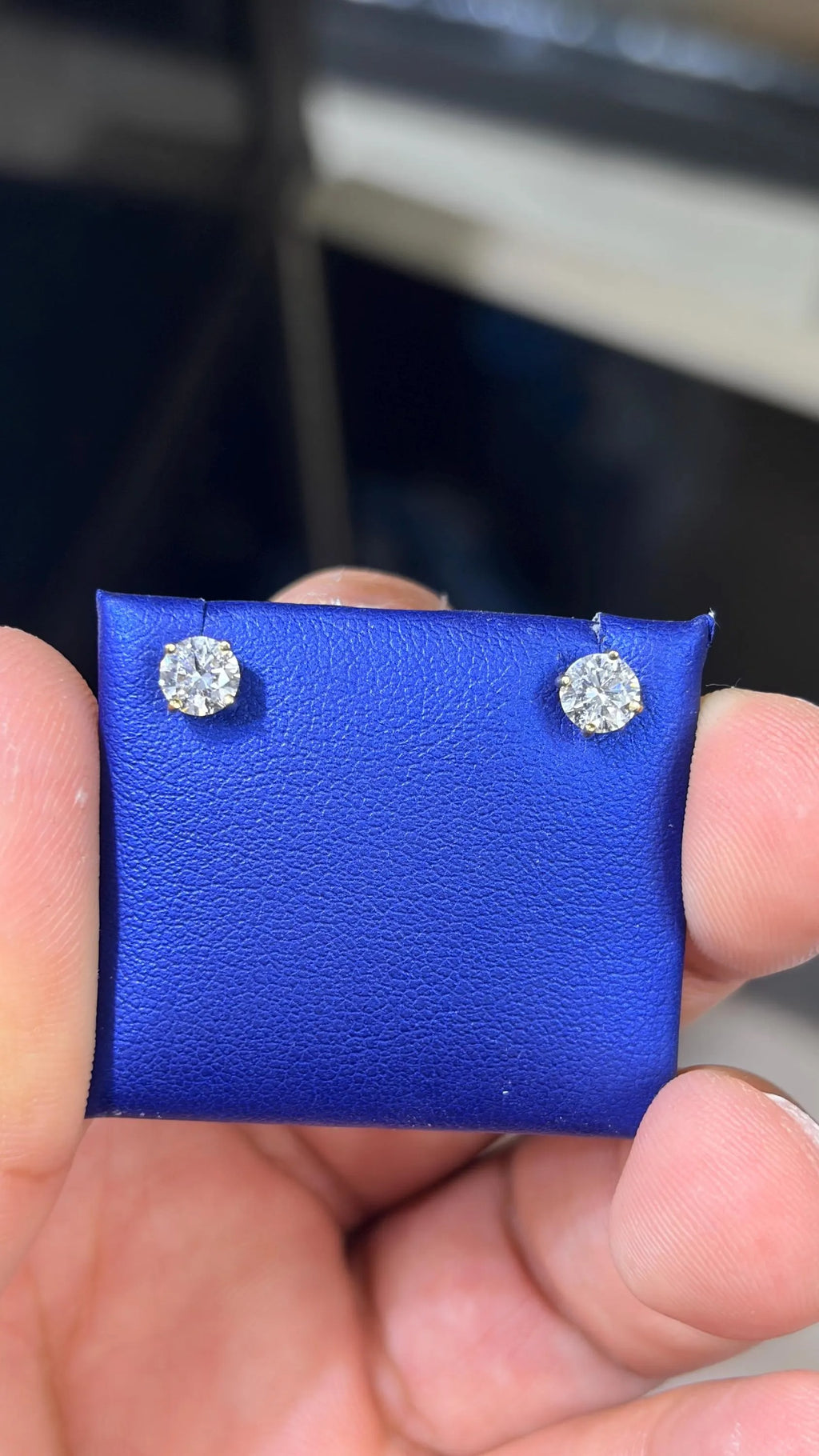 14K White Gold Solitaire 1.00 CTW Lab Grown 5mm Round Earring