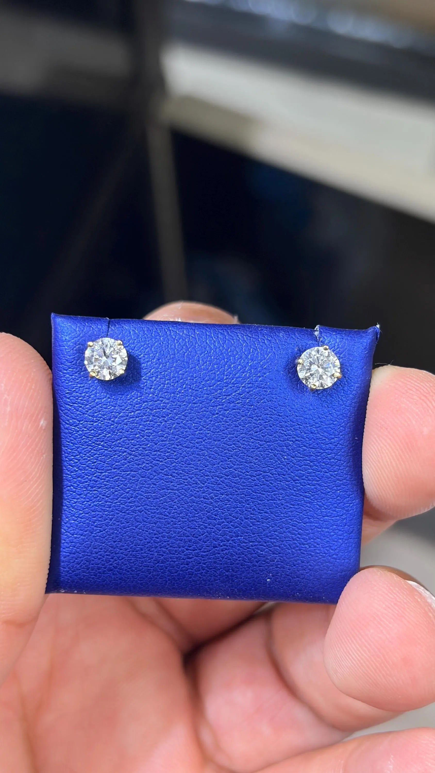 14K White Gold Solitaire 1.00 CTW Lab Grown 5mm Round Earring