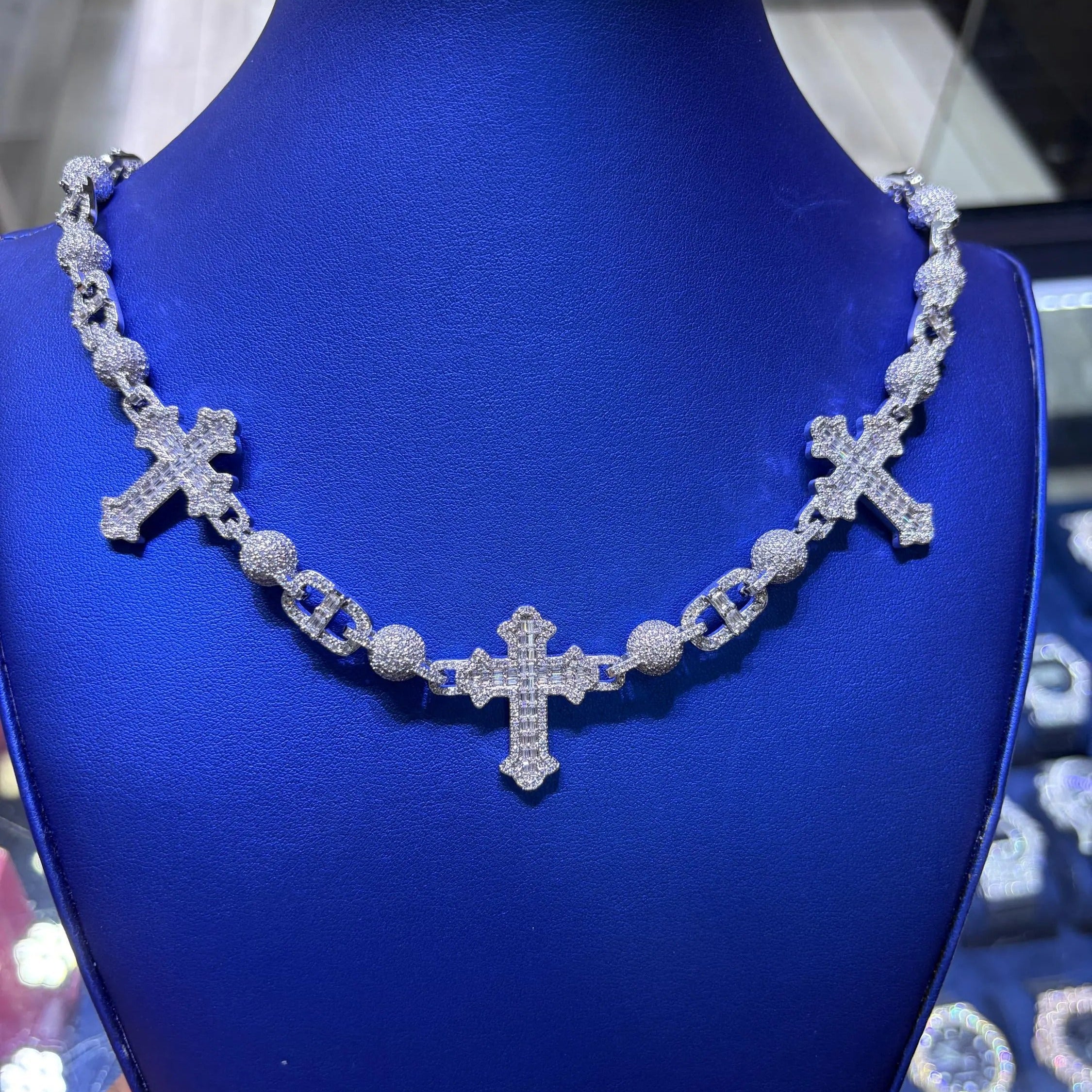 Cross Link Moissanite Chain 30mm VVS 27.88 CTW D Color