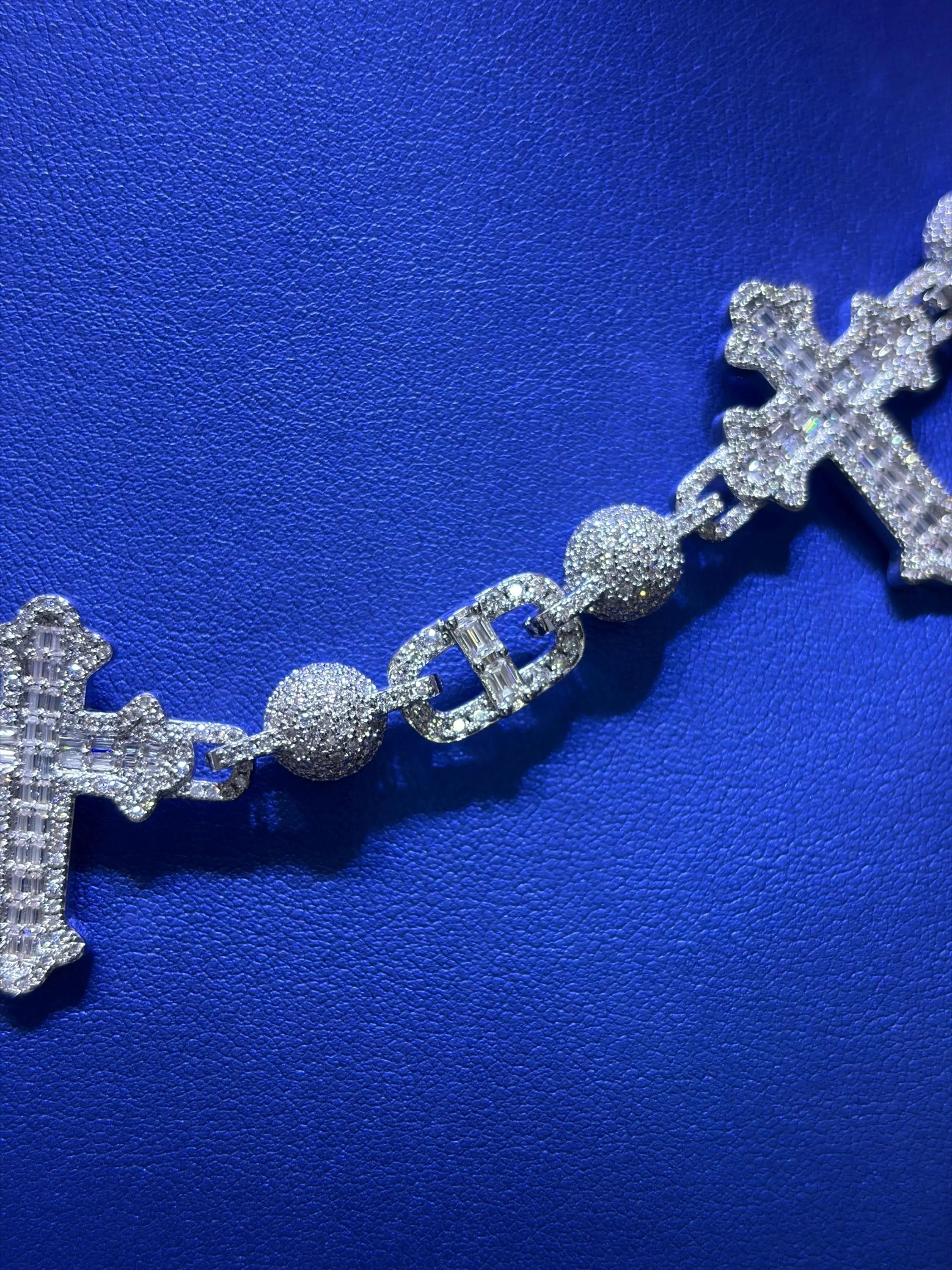 Cross Link Moissanite Chain 30mm VVS 27.88 CTW D Color