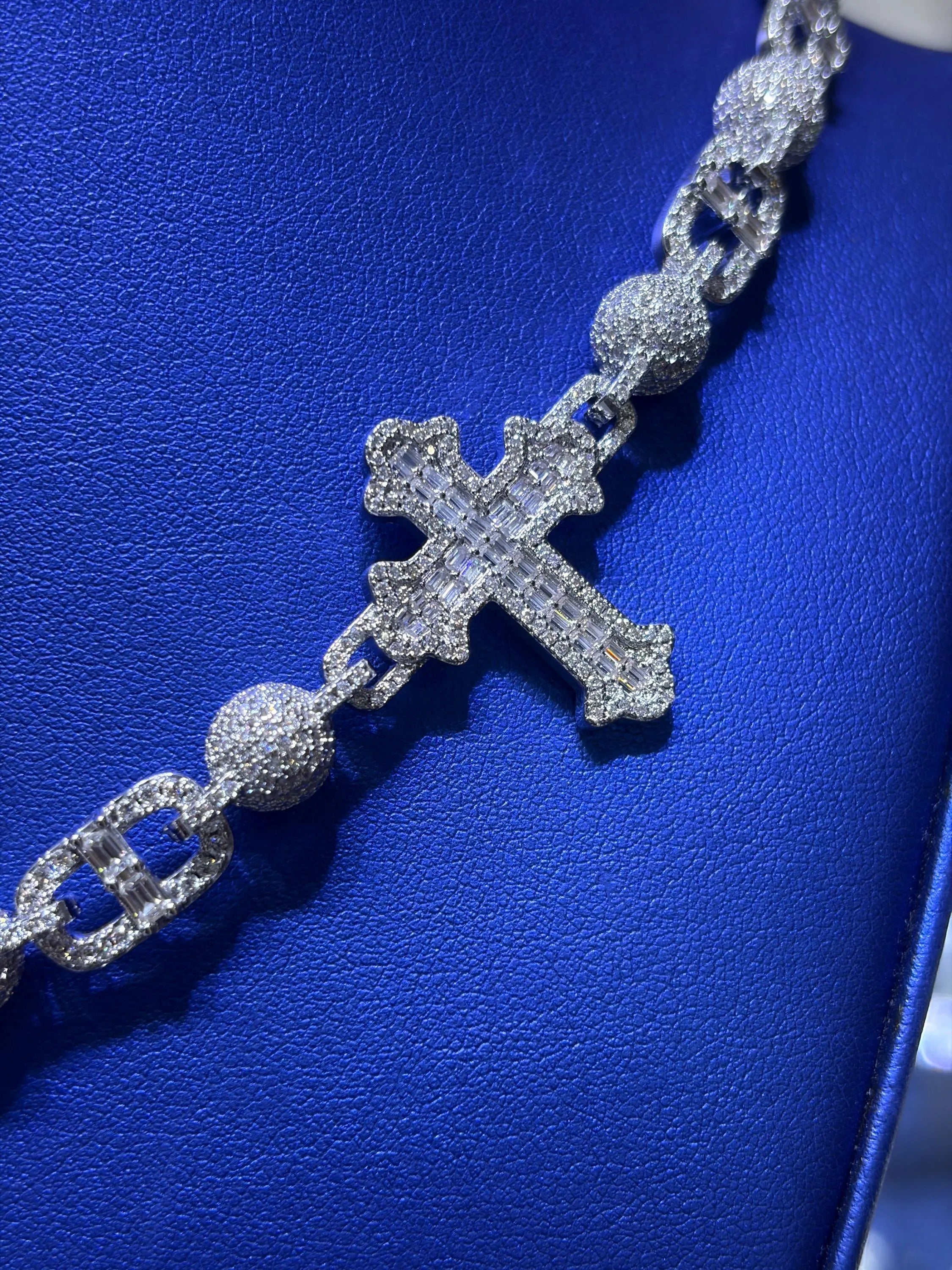 Cross Link Moissanite Chain 30mm VVS 27.88 CTW D Color