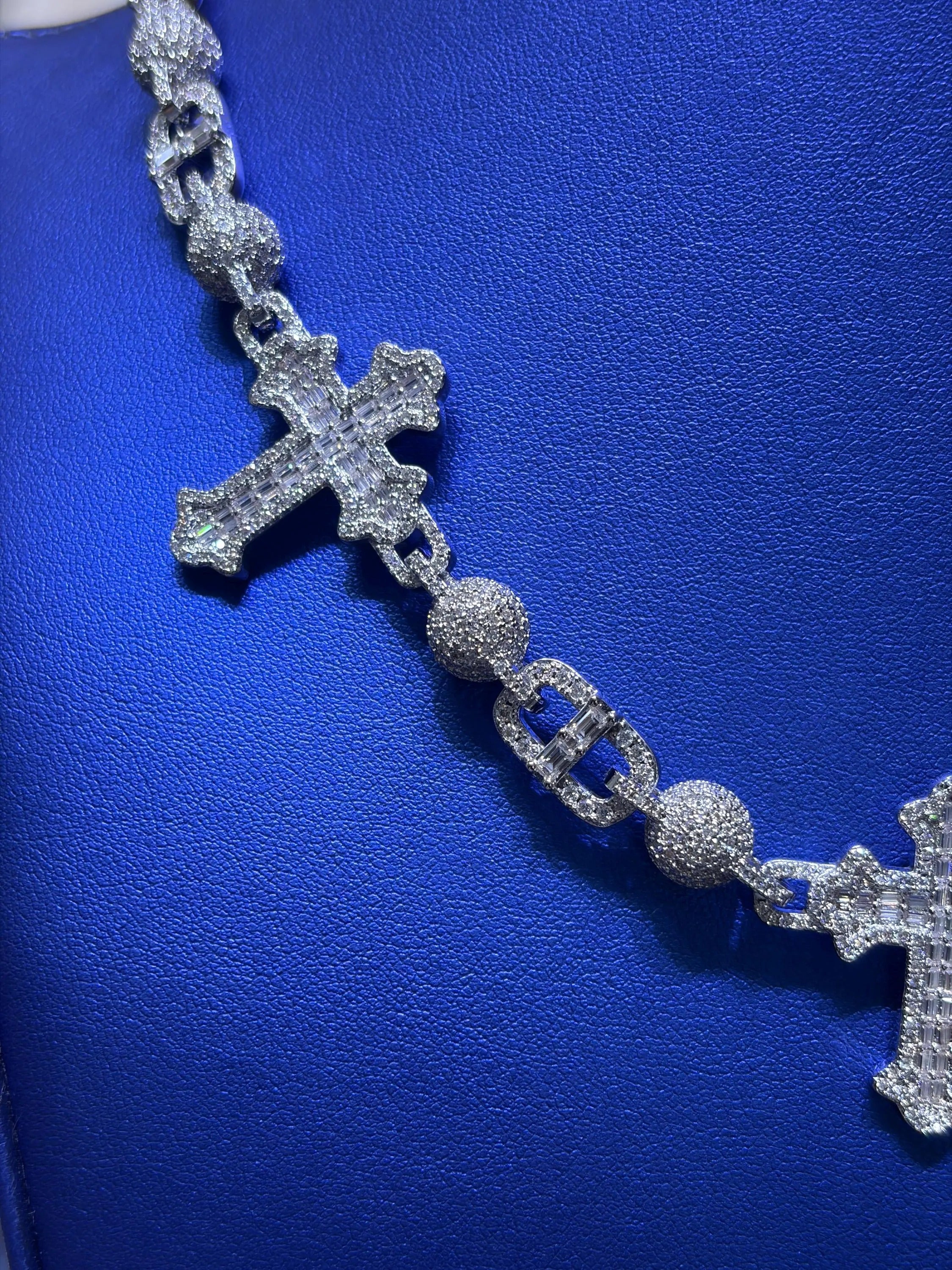 Cross Link Moissanite Chain 30mm VVS 27.88 CTW D Color
