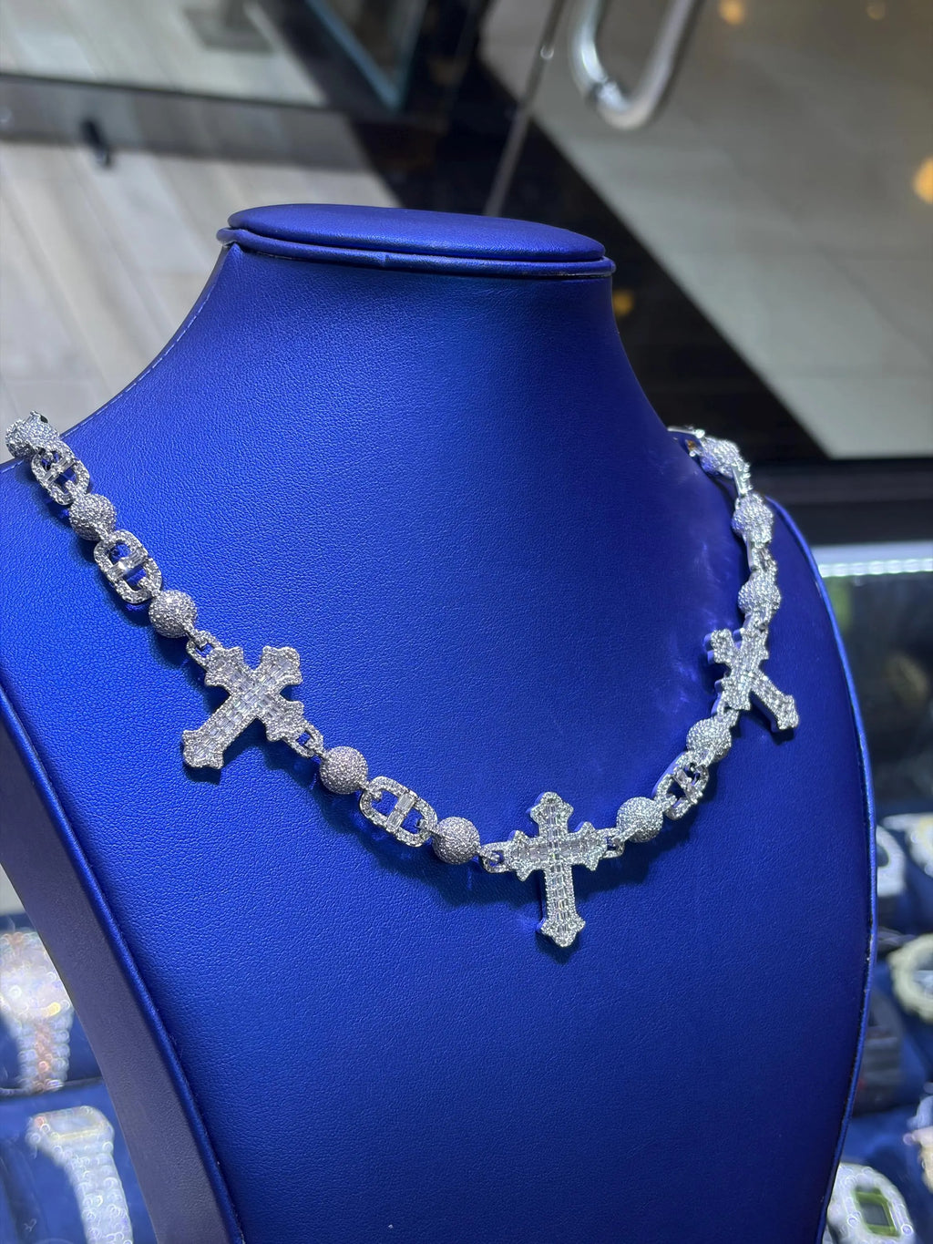 Cross Link Moissanite Chain 30mm VVS 27.88 CTW D Color